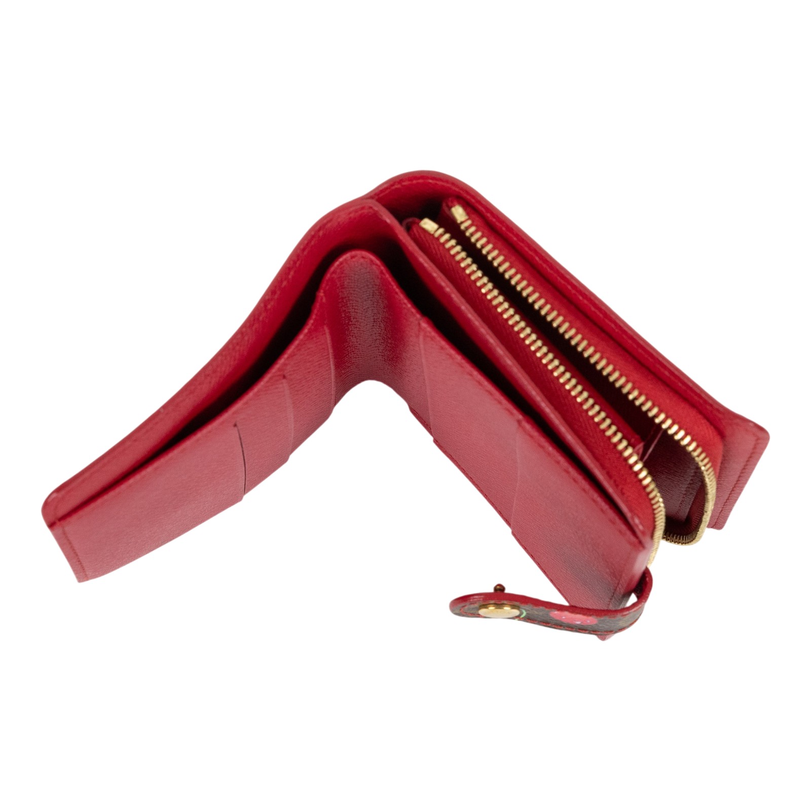 路易威登 LOUIS VUITTON 村上隆 短夾 錢包 零錢包 Compact Zip M95005 原花櫻桃短夾 無附屬品