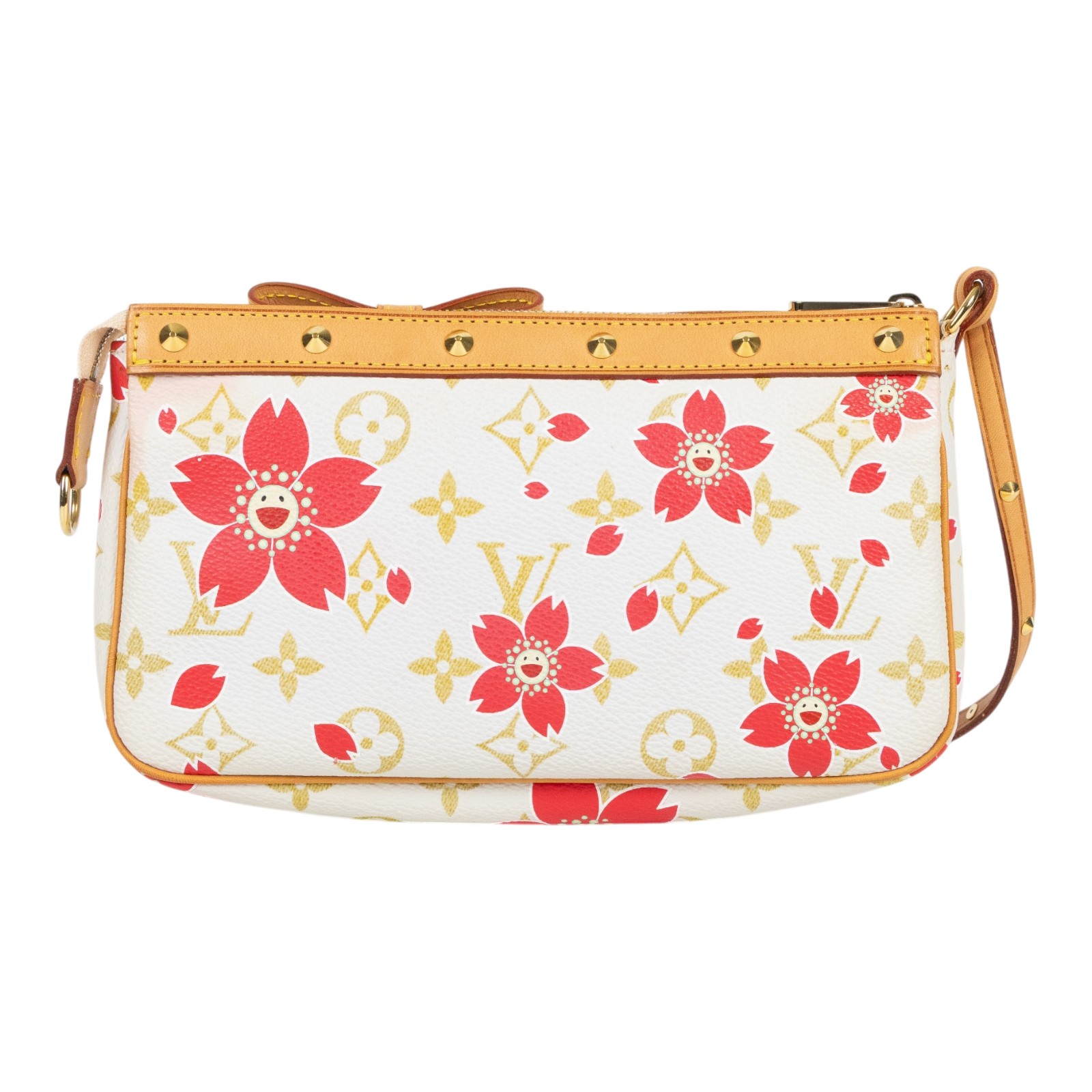 路易威登 LOUIS VUITTON 村上隆 麻將包 手提包 手拿包 Pochette Accessoires M92008 白原花村上隆麻將包 無附屬品