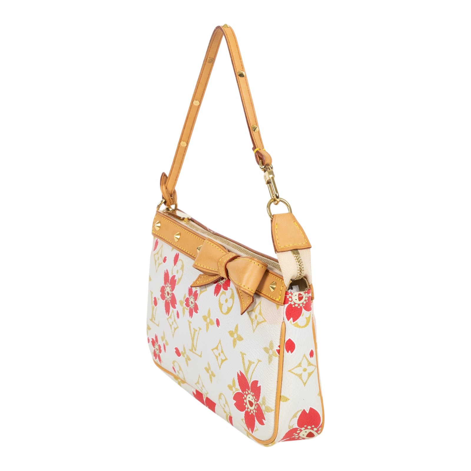 路易威登 LOUIS VUITTON 村上隆 麻將包 手提包 手拿包 Pochette Accessoires M92008 白原花村上隆麻將包 無附屬品