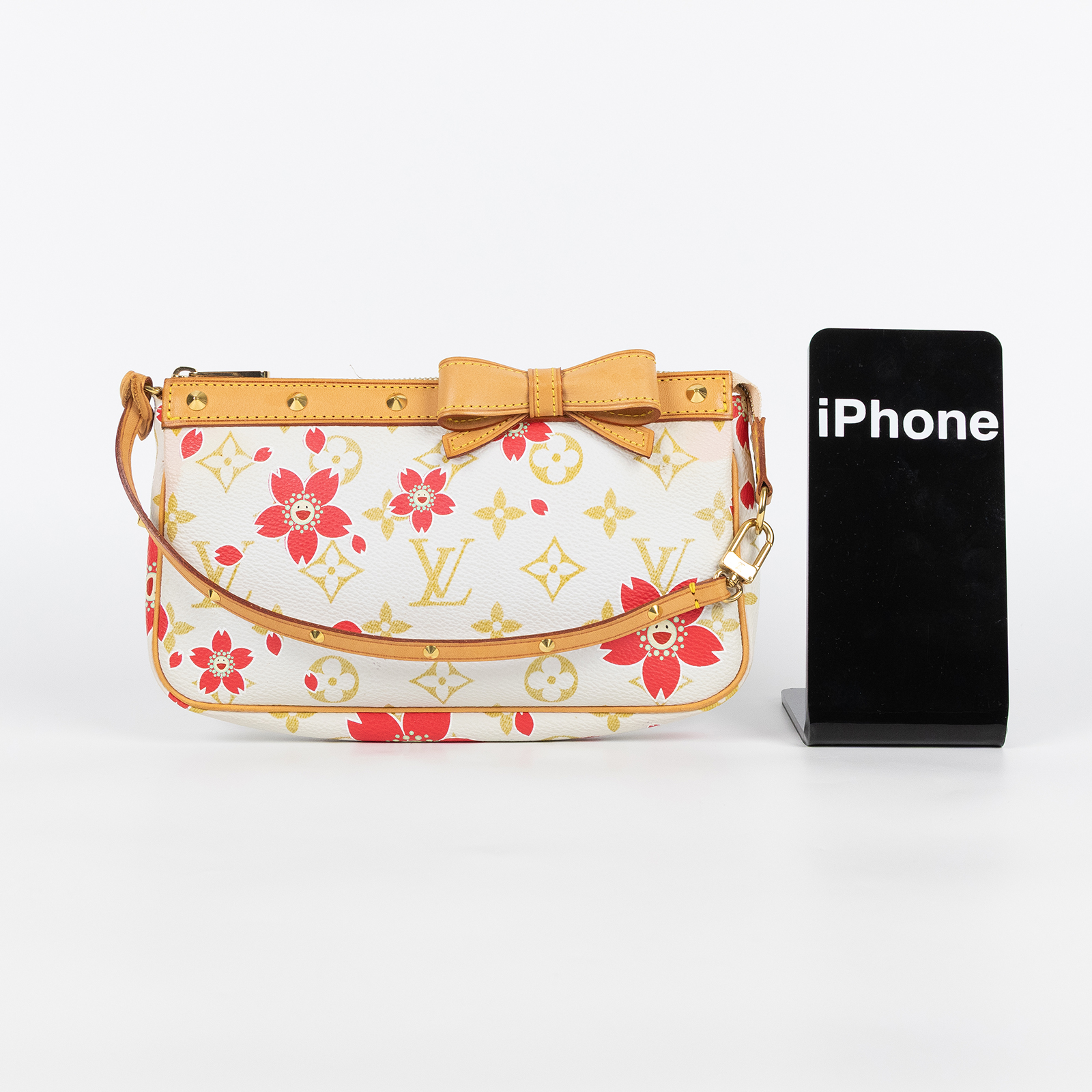 路易威登 LOUIS VUITTON 村上隆 麻將包 手提包 手拿包 Pochette Accessoires M92008 白原花村上隆麻將包 無附屬品