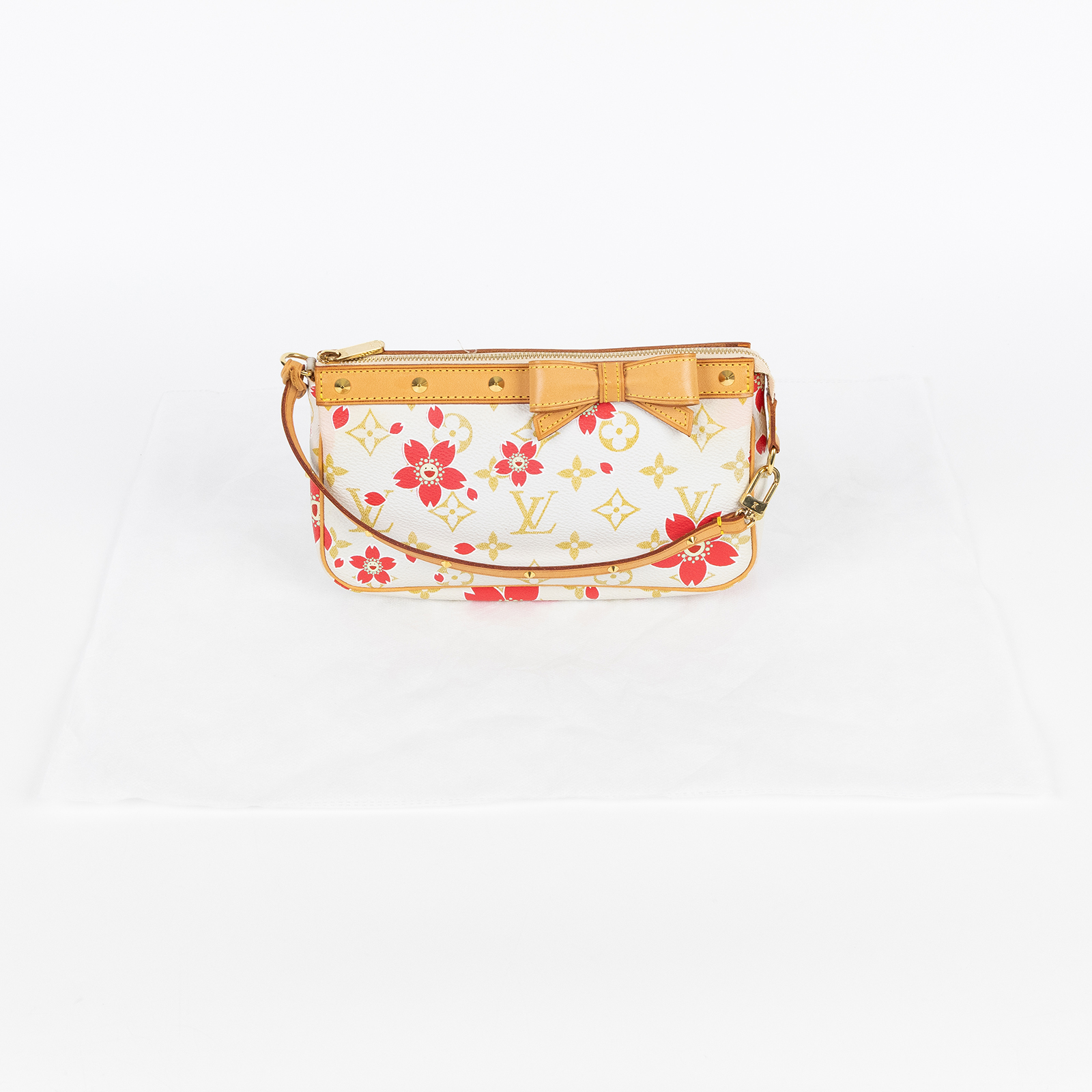 路易威登 LOUIS VUITTON 村上隆 麻將包 手提包 手拿包 Pochette Accessoires M92008 白原花村上隆麻將包 無附屬品