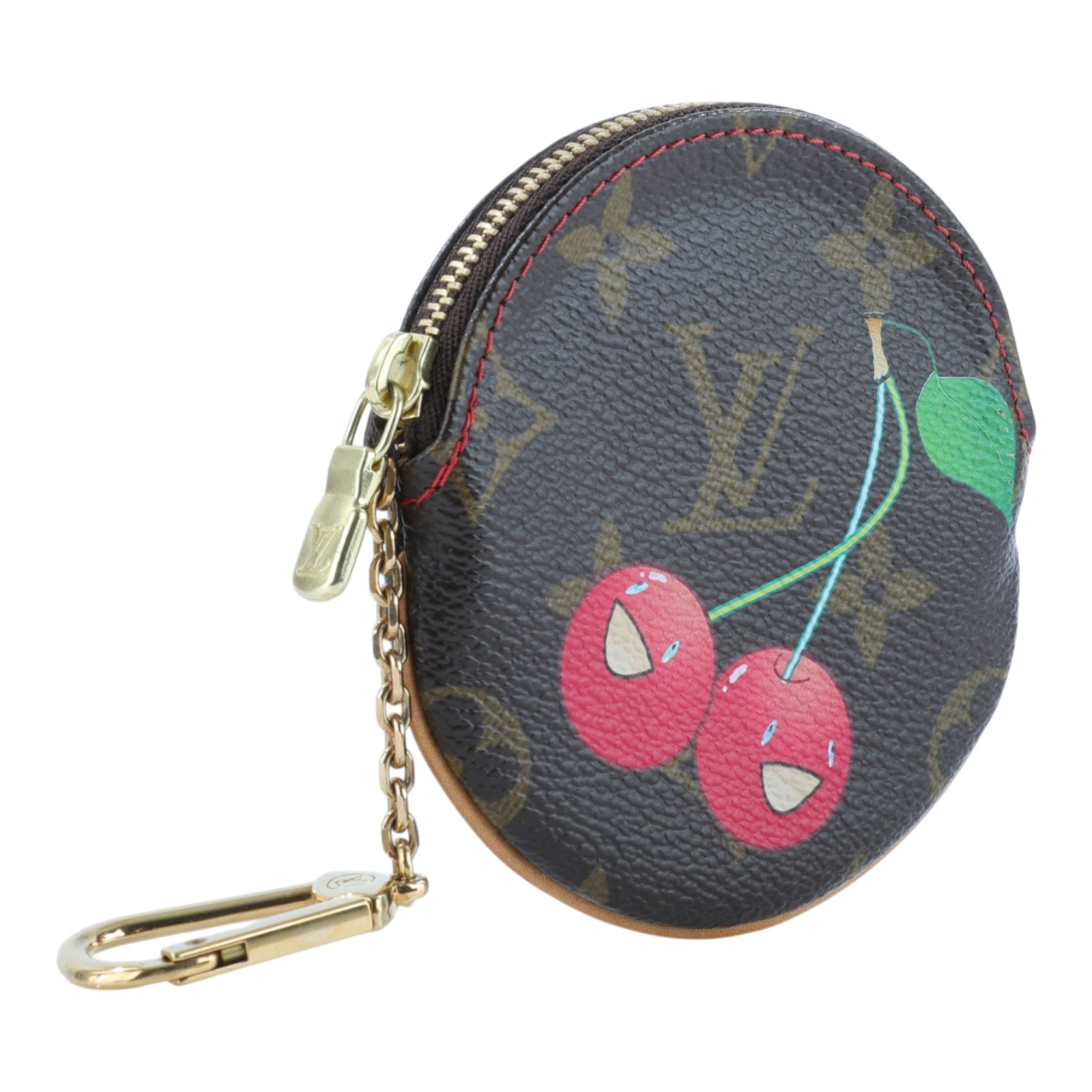 路易威登 LOUIS VUITTON 村上隆 零錢包 Porte Monnaie Rond M95043 原花村上隆櫻桃零錢包掛飾 無附屬品