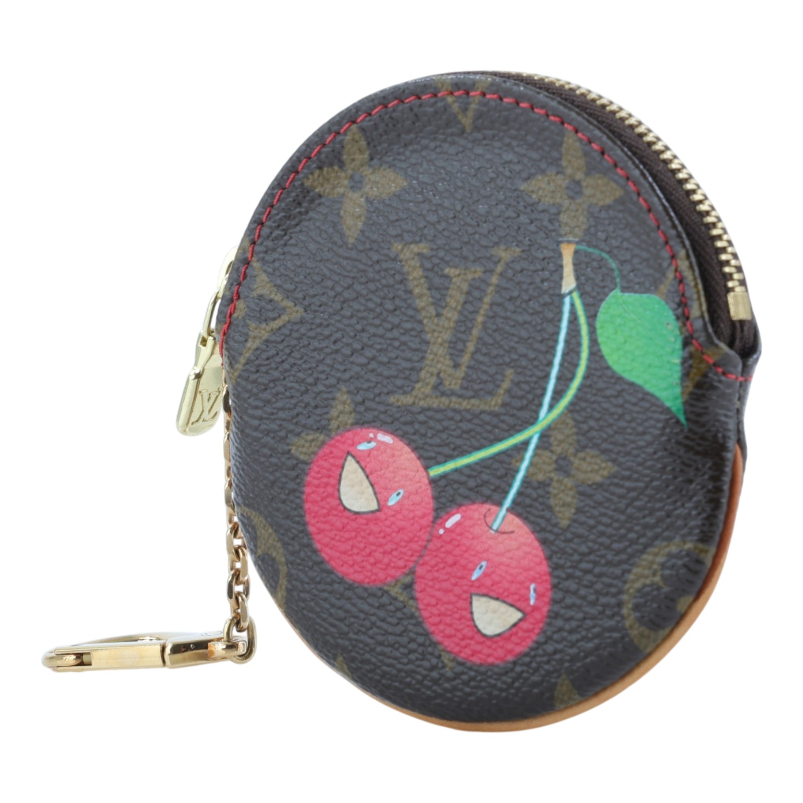 路易威登 LOUIS VUITTON 村上隆 零錢包 Porte Monnaie Rond M95043 原花村上隆櫻桃零錢包掛飾 無附屬品