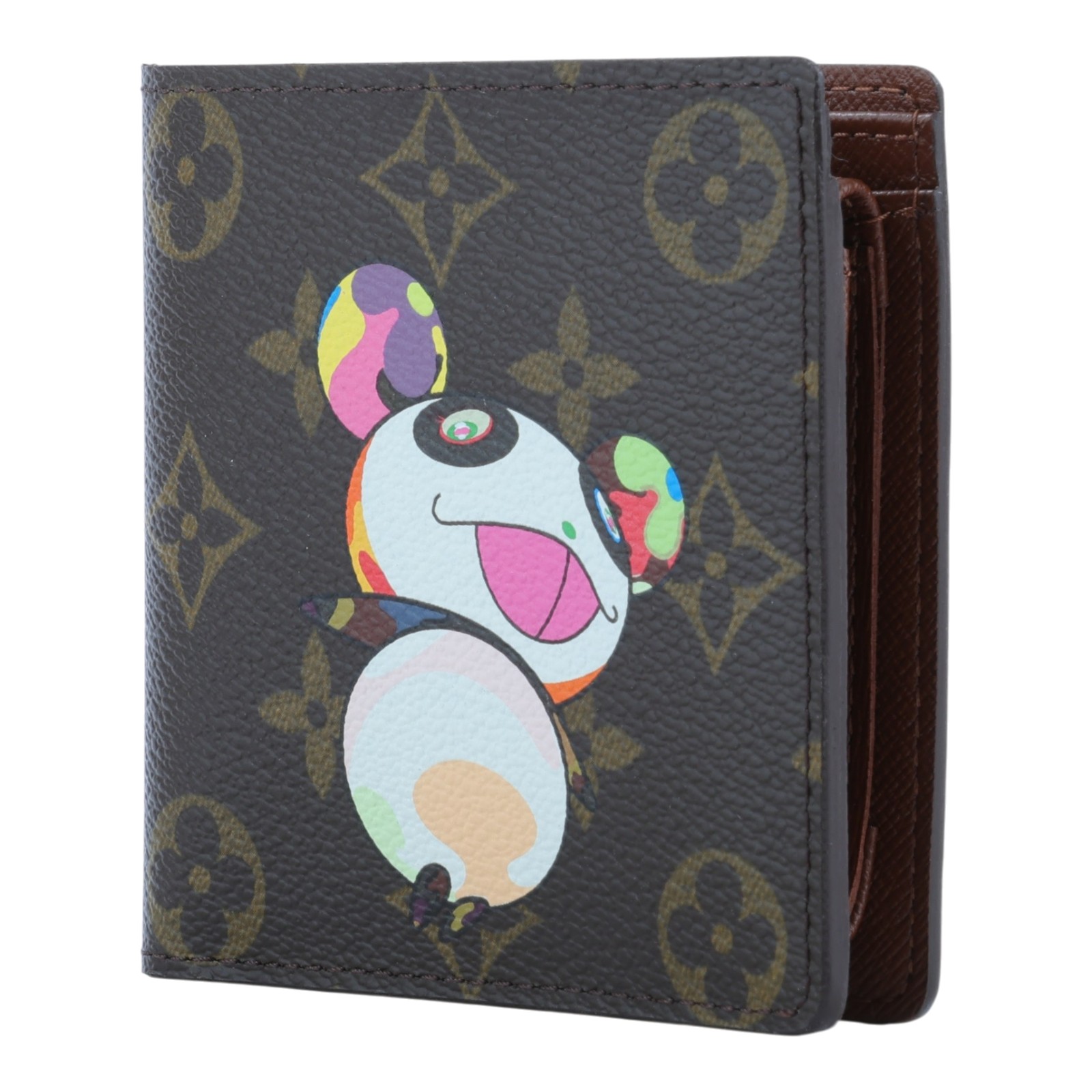 路易威登 LOUIS VUITTON 村上隆 Marco Panda 短夾 錢包 零錢包 M61666 原花村上隆熊貓對開短夾 原廠盒子
