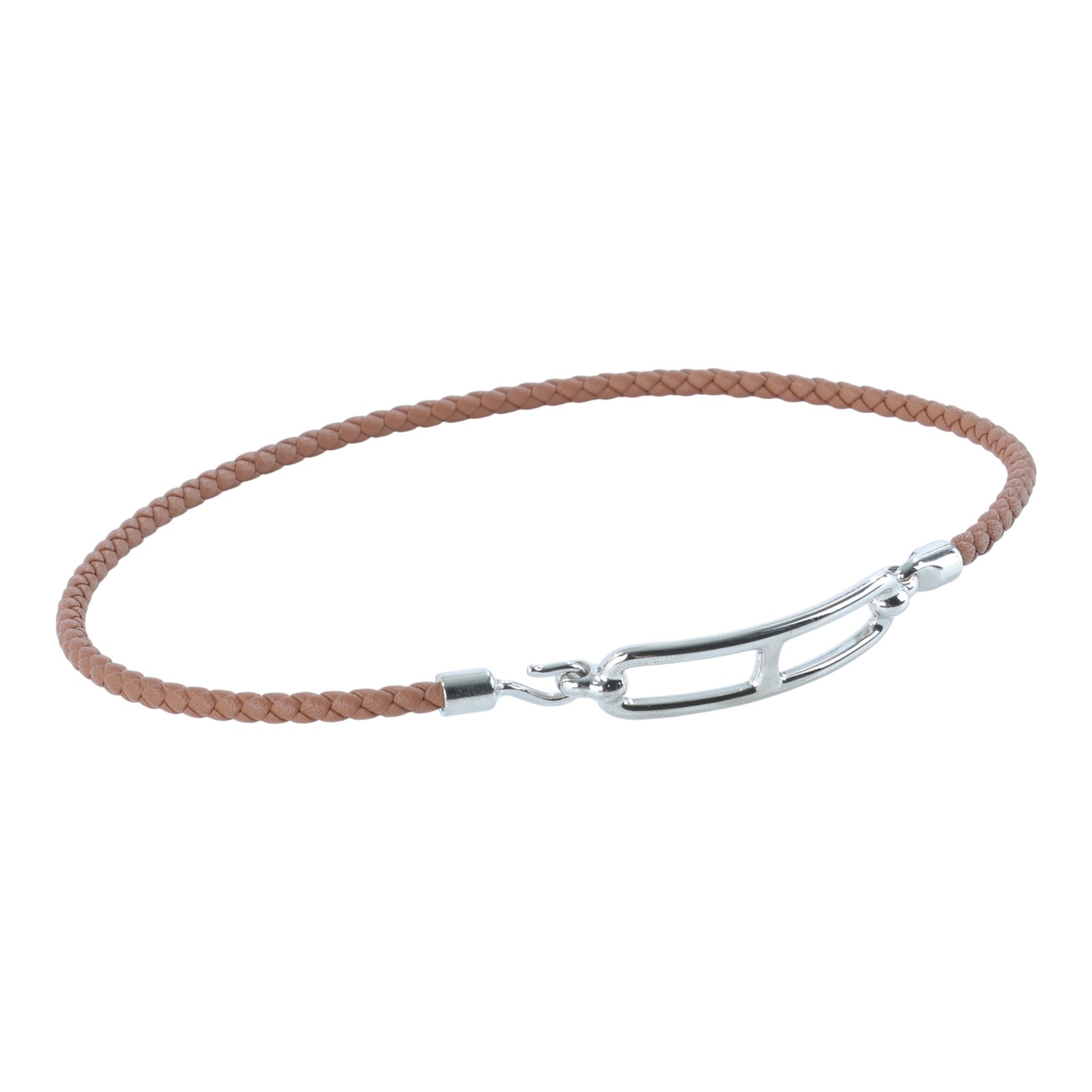 愛馬仕 Hermes Roulis Double Tour 手環 銀色五金 金棕色 H071727FP37T2 FL1212 棕編織手環 原廠盒子/防塵袋