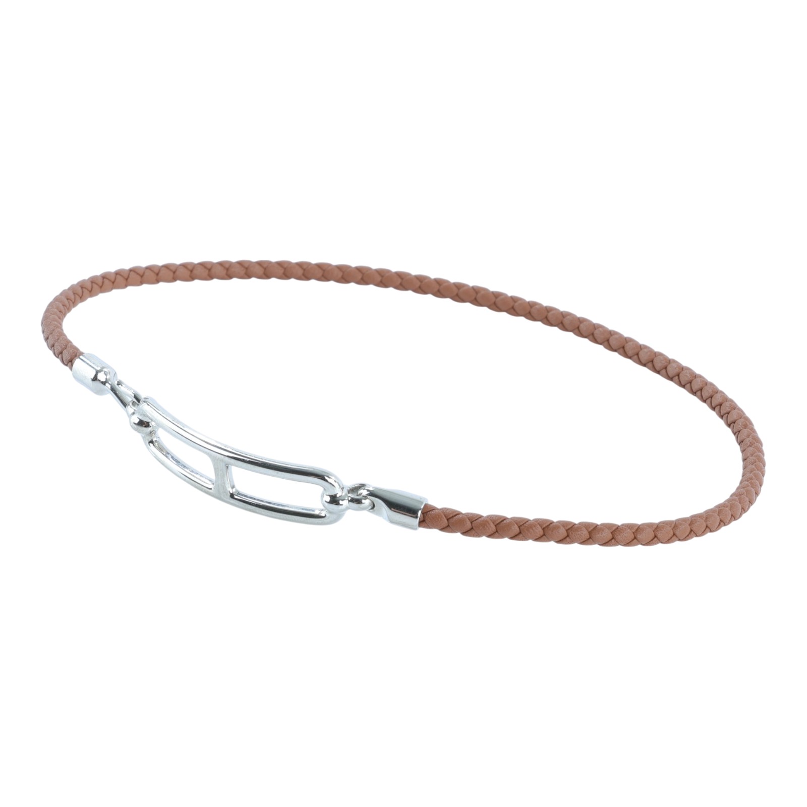 愛馬仕 Hermes Roulis Double Tour 手環 銀色五金 金棕色 H071727FP37T2 FL1212 棕編織手環 原廠盒子/防塵袋