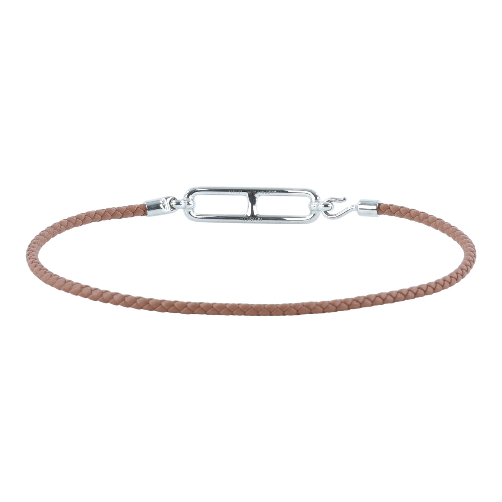 愛馬仕 Hermes Roulis Double Tour 手環 銀色五金 金棕色 H071727FP37T2 FL1212 棕編織手環 原廠盒子/防塵袋