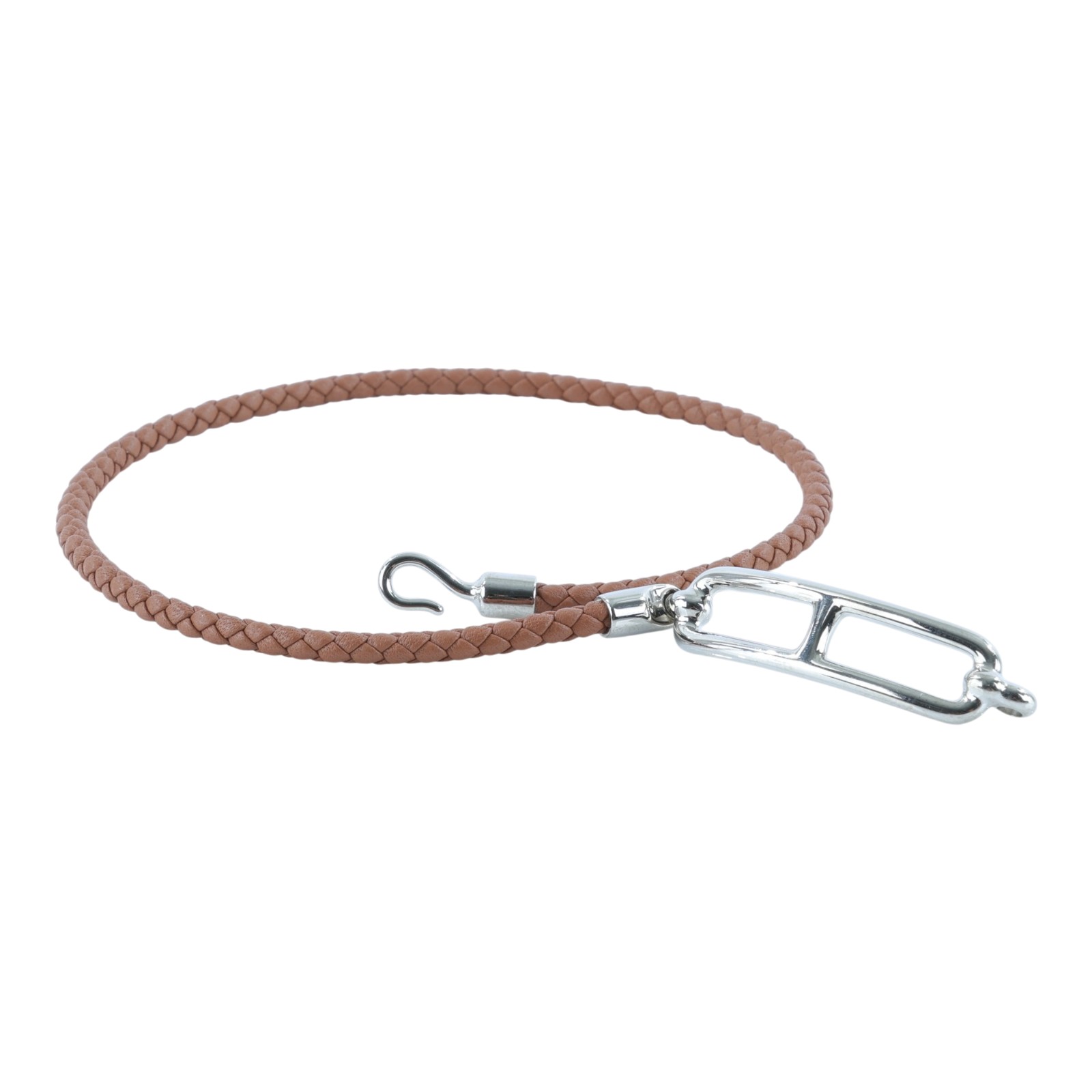 愛馬仕 Hermes Roulis Double Tour 手環 銀色五金 金棕色 H071727FP37T2 FL1212 棕編織手環 原廠盒子/防塵袋