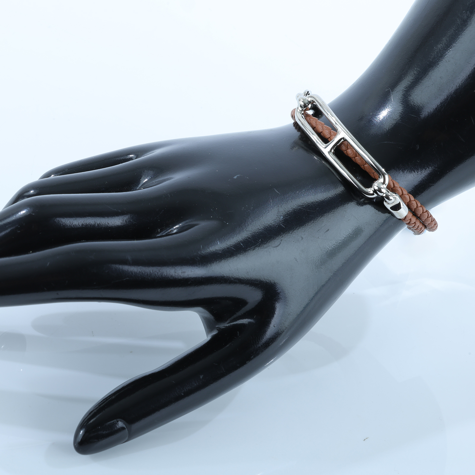 愛馬仕 Hermes Roulis Double Tour 手環 銀色五金 金棕色 H071727FP37T2 FL1212 棕編織手環 原廠盒子/防塵袋