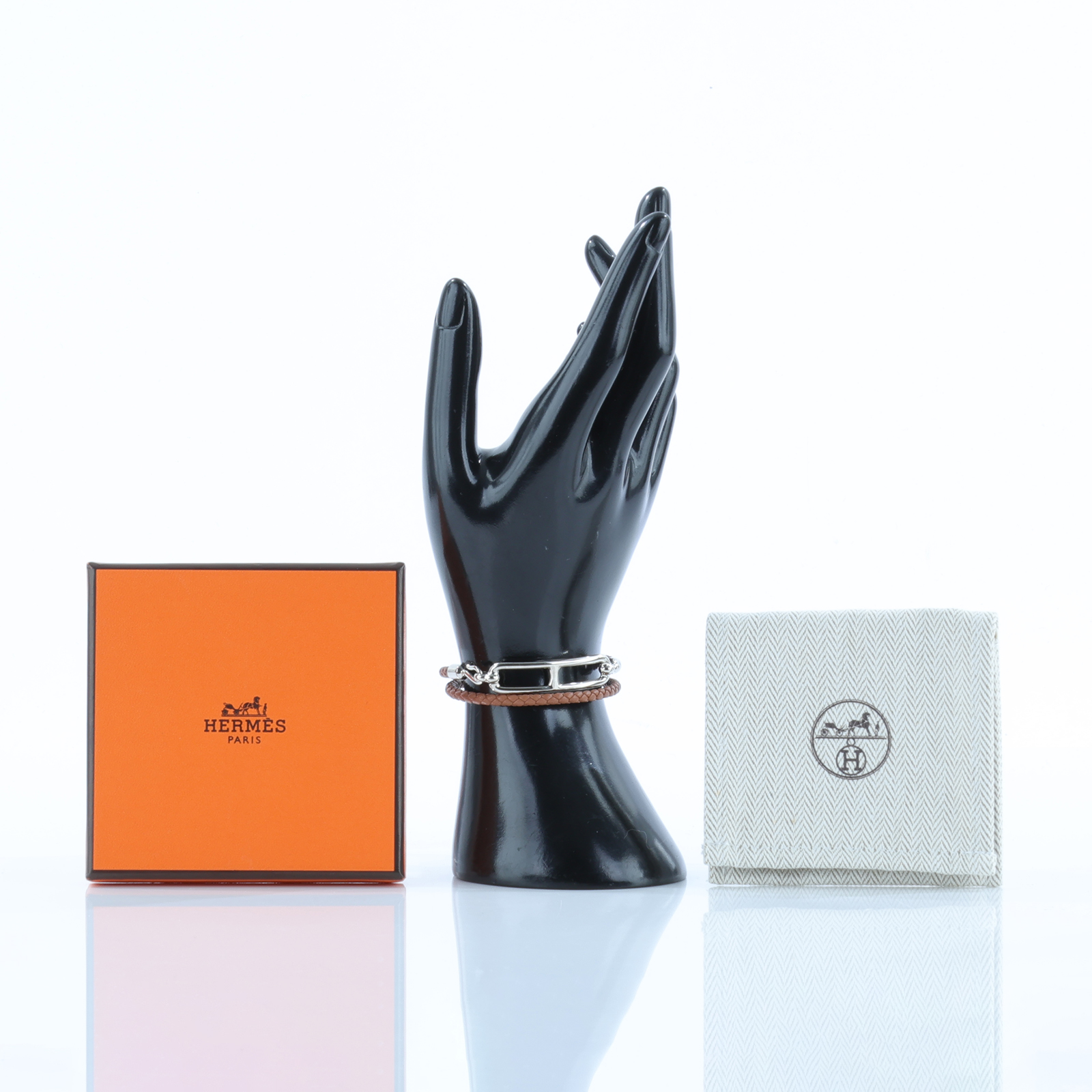 愛馬仕 Hermes Roulis Double Tour 手環 銀色五金 金棕色 H071727FP37T2 FL1212 棕編織手環 原廠盒子/防塵袋