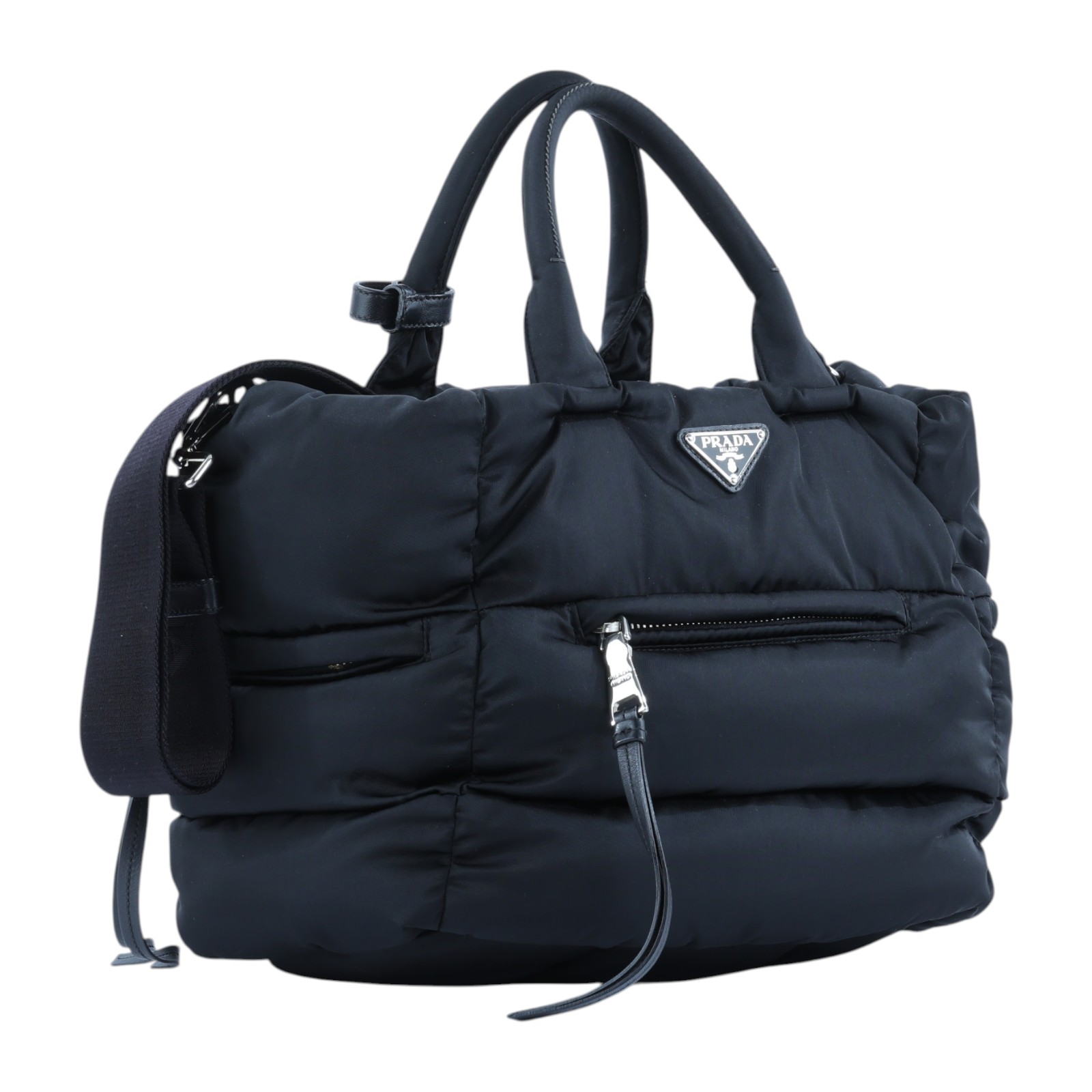 普拉達 PRADA Tessuto Bomber 肩背 手提包 BN2632 黑色尼龍帆布Bomber 2WAY 防塵袋/保證卡/背帶