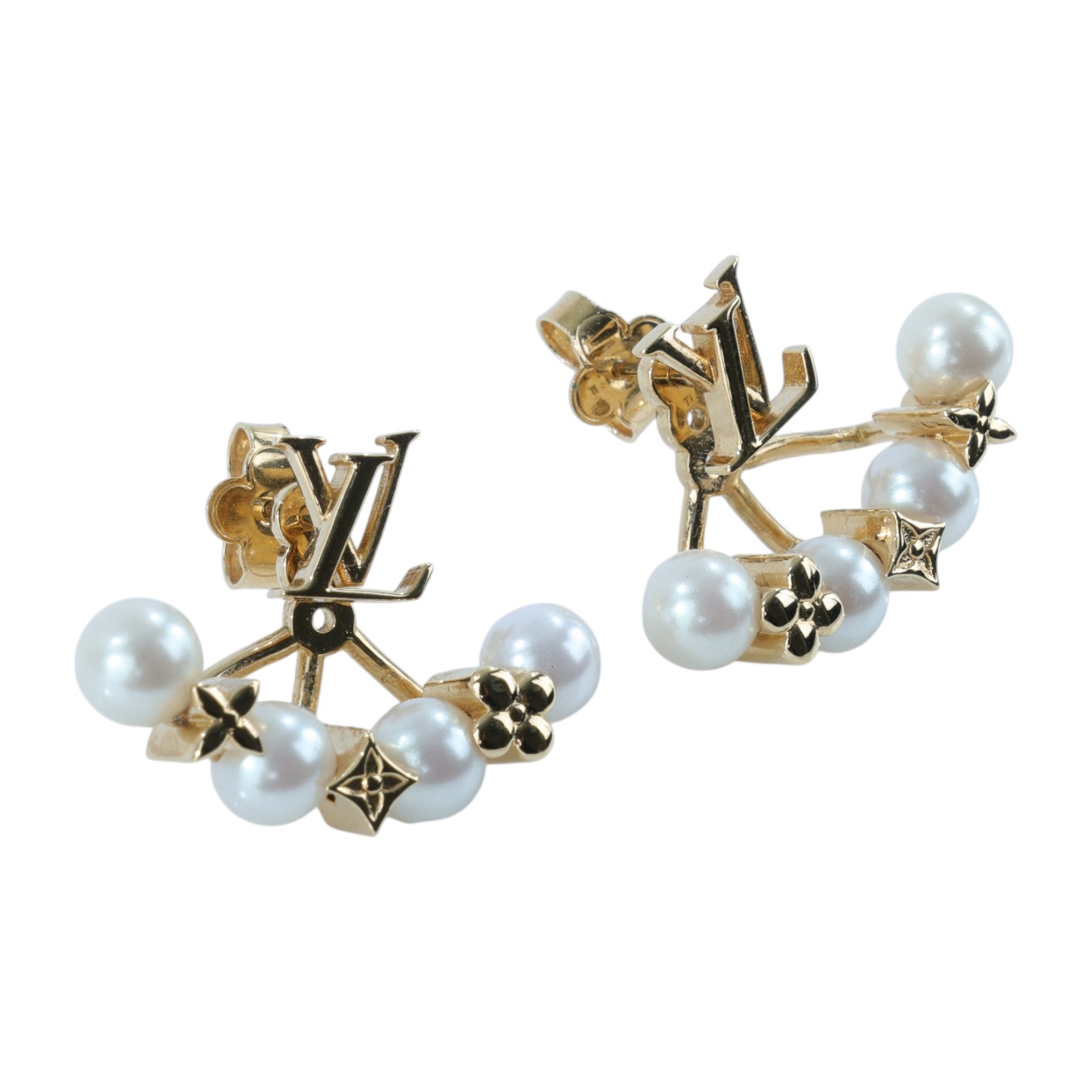 路易威登 LOUIS VUITTON Minigram Pearls 耳釘 M01258 Minigram Pearls 耳環 原廠盒子/防塵袋/購買證明