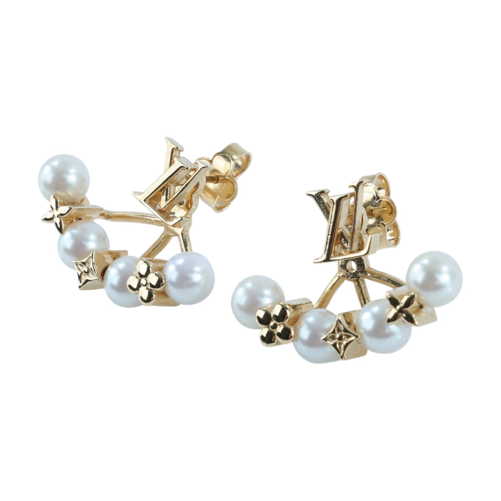 路易威登 LOUIS VUITTON Minigram Pearls 耳釘 M01258 Minigram Pearls 耳環 原廠盒子/防塵袋/購買證明