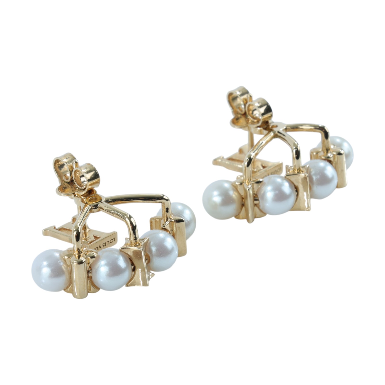 路易威登 LOUIS VUITTON Minigram Pearls 耳釘 M01258 Minigram Pearls 耳環 原廠盒子/防塵袋/購買證明