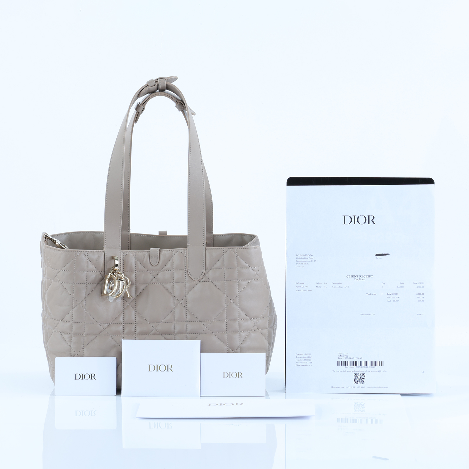 迪奧 CHRISTIAN DIOR Toujours 中型 手提包 M2821OSNW 米色 Toujours 中號 購買證明/保證卡