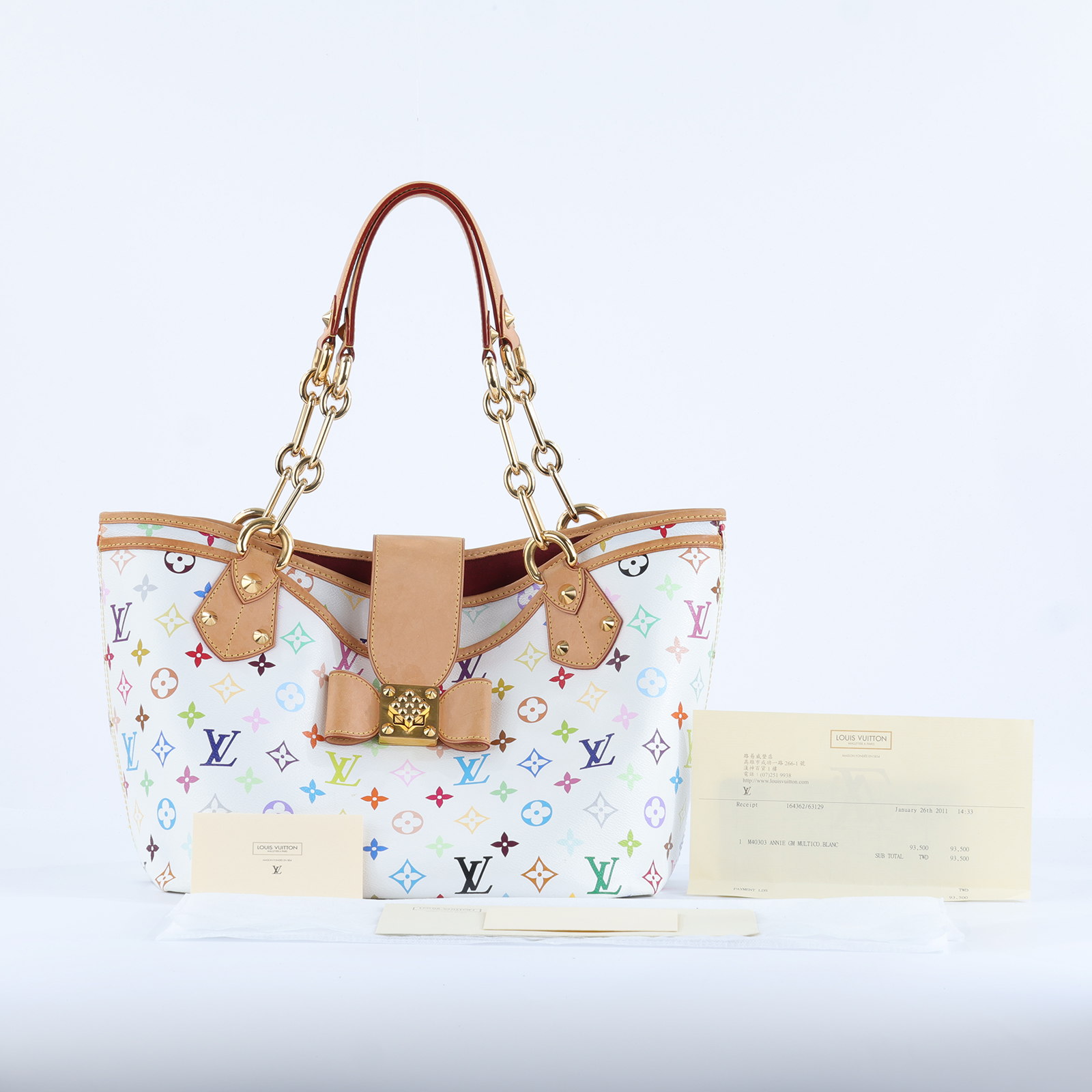 路易威登 LOUIS VUITTON Annie GM 購物包 托特包 手提包 M40303 白彩Annie GM 購買證明