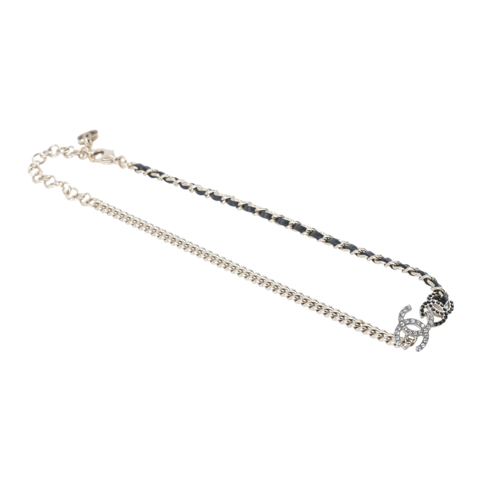 香奈兒 CHANEL CC LOGO choker 頸鍊 項鍊 AB9278 B09009A23 V 雙C水鑽頸鍊 原廠盒子/內襯