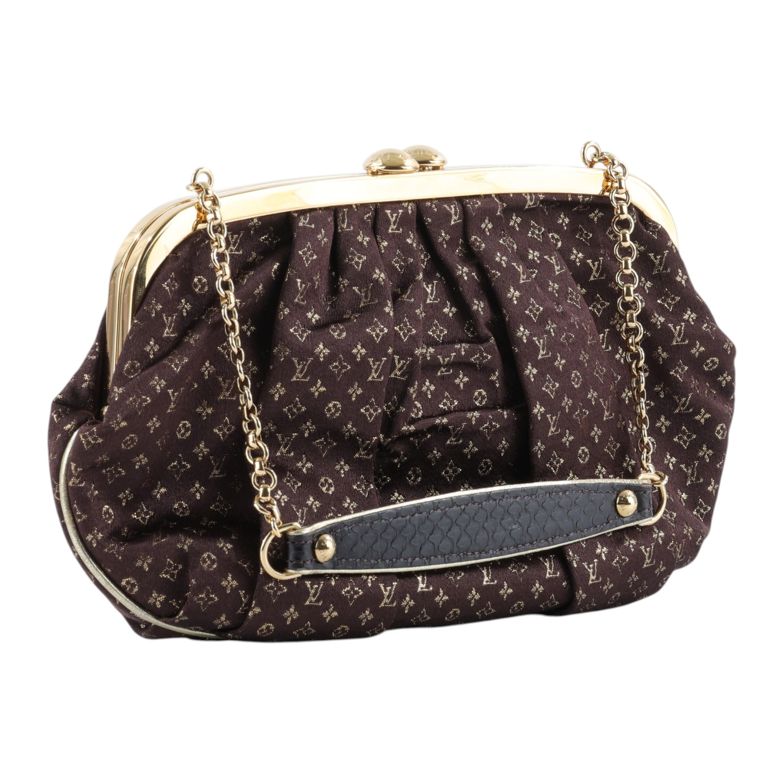 路易威登 LOUIS VUITTON Monogram Aumoniere 手提包 肩背包 手拿包 M92061 棕金晚宴鍊包 防塵袋(內碼不明)