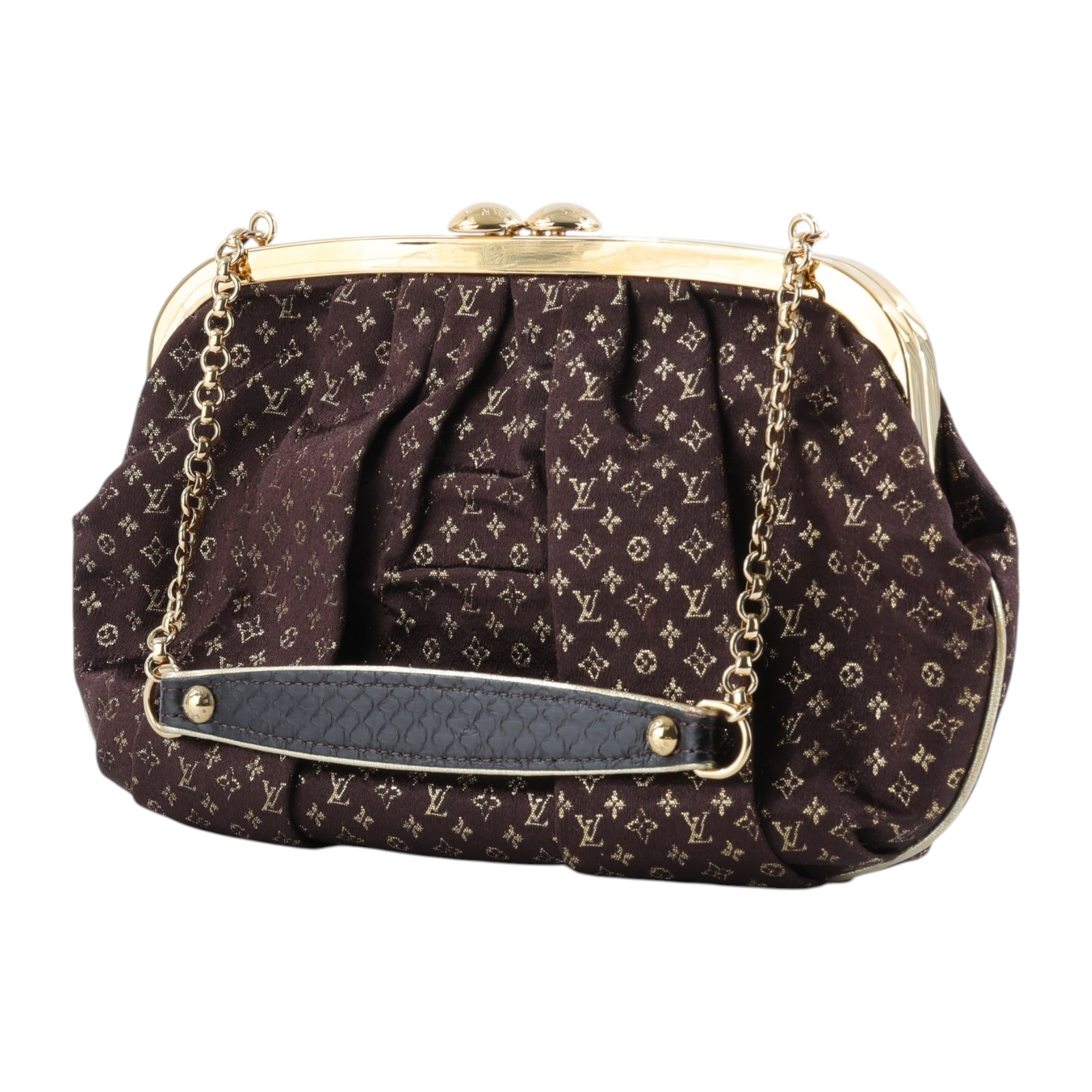 路易威登 LOUIS VUITTON Monogram Aumoniere 手提包 肩背包 手拿包 M92061 棕金晚宴鍊包 防塵袋(內碼不明)