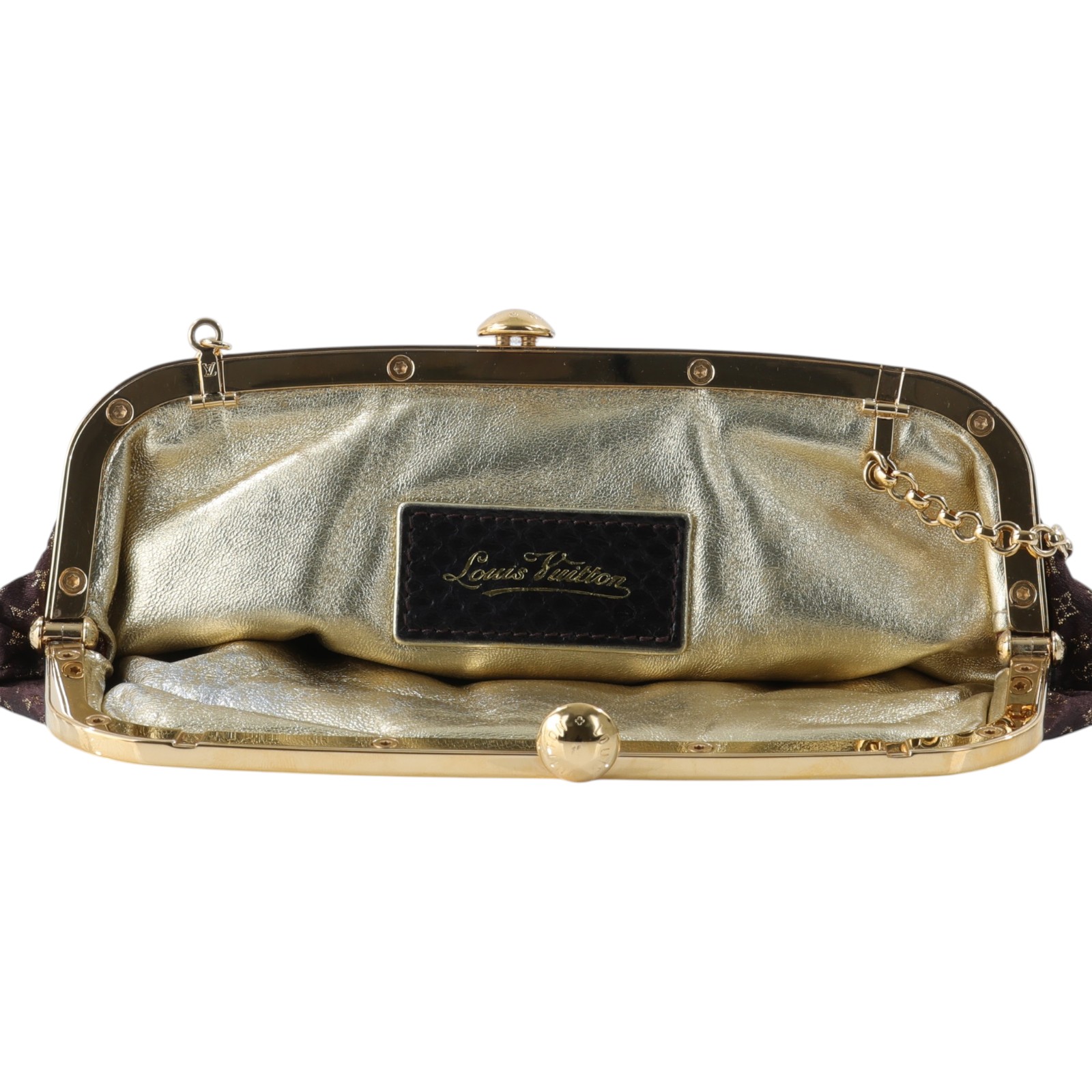 路易威登 LOUIS VUITTON Monogram Aumoniere 手提包 肩背包 手拿包 M92061 棕金晚宴鍊包 防塵袋(內碼不明)
