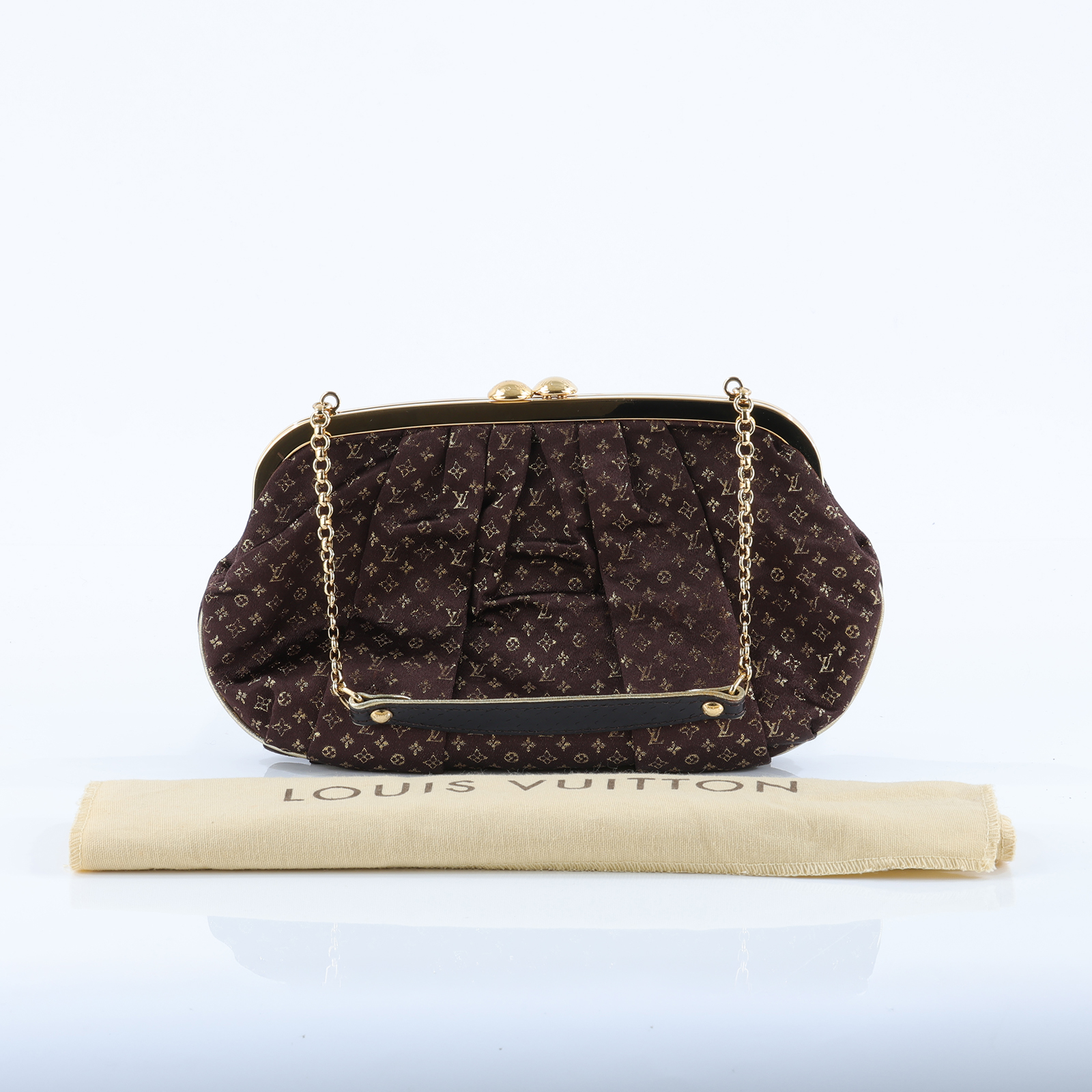 路易威登 LOUIS VUITTON Monogram Aumoniere 手提包 肩背包 手拿包 M92061 棕金晚宴鍊包 防塵袋(內碼不明)