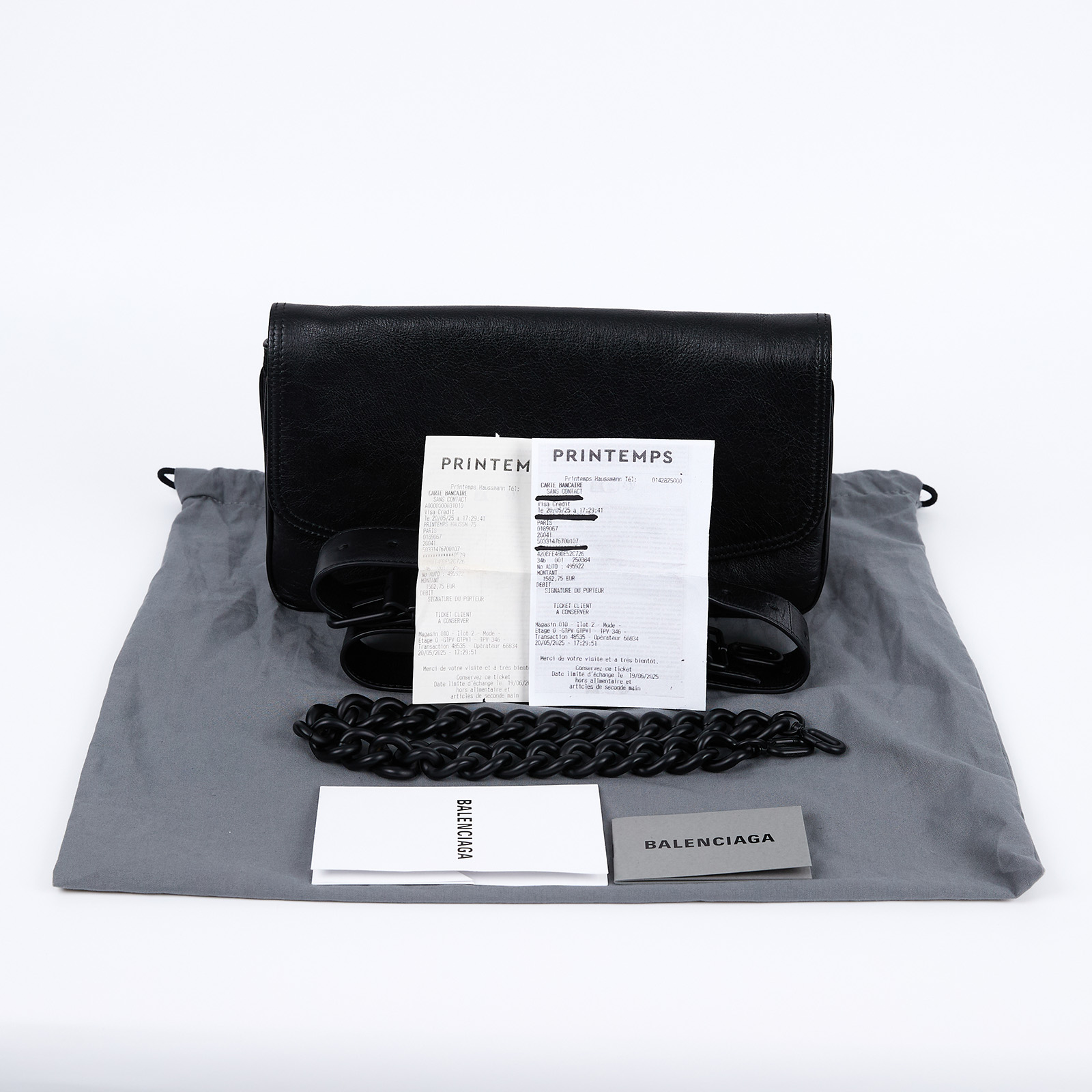 巴黎世家 BALENCIAGA BB soft 翻蓋 鏈袋包 中型 同色五金 7485962AA26 黑色 BB SOFT 鏈包 防塵袋/背帶2/購買證明