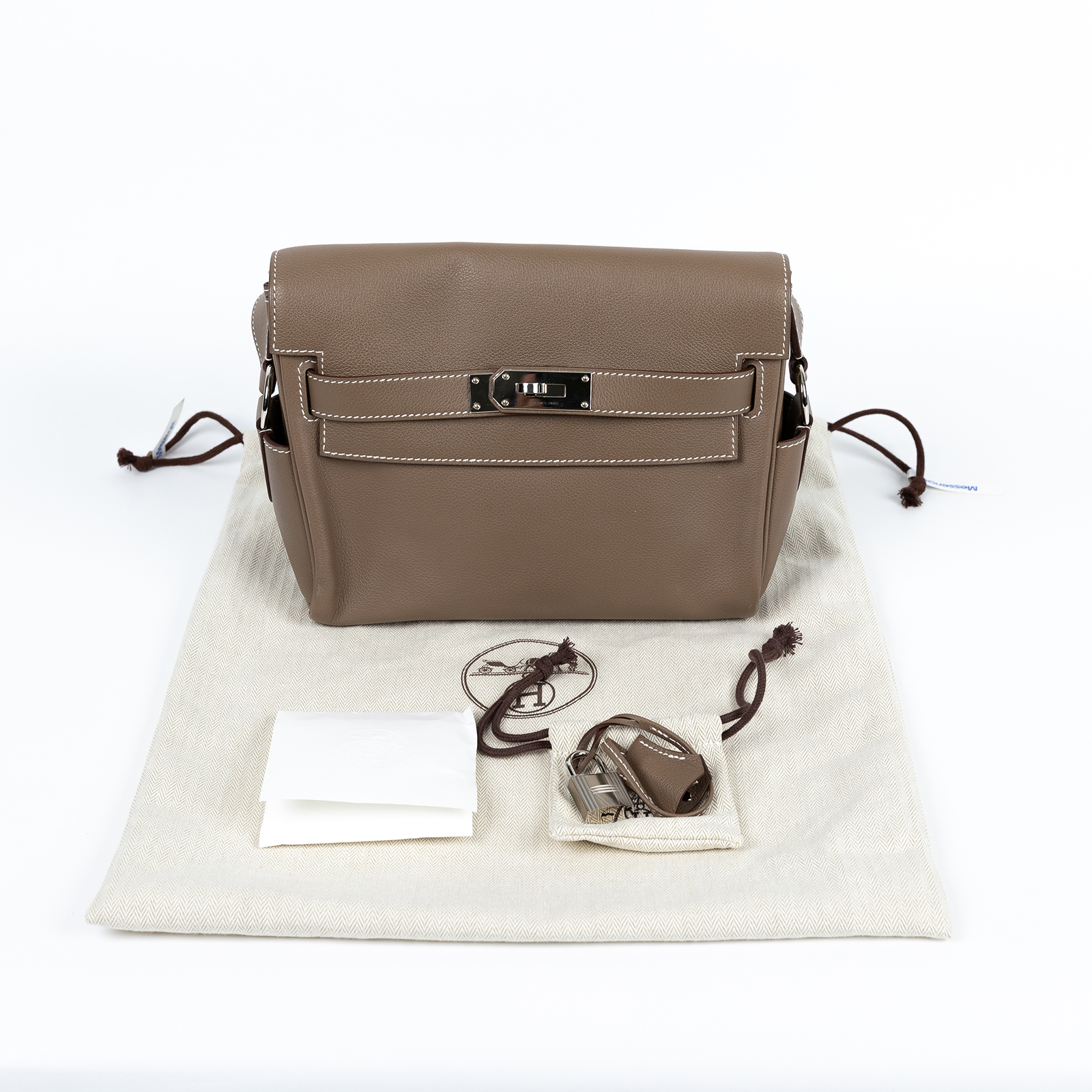 愛馬仕 Hermes Kelly Bag 凱莉包 Messenger PM 手提包 大象灰 銀扣  W MM 281 PP  防塵袋2/鎖組