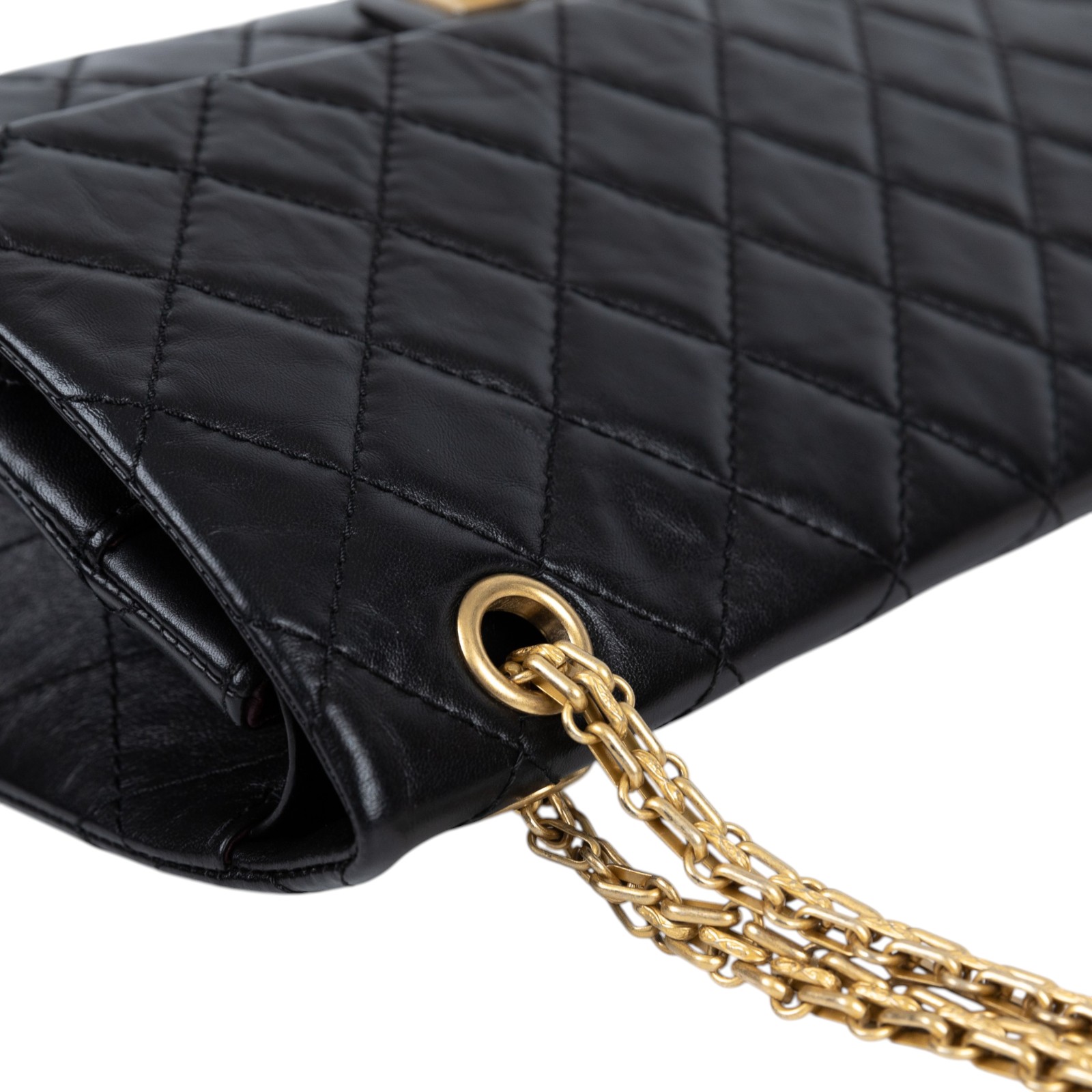 香奈兒 CHANEL 2.55 大型口蓋包 A37587 27開黑金2.55 28CM 防塵袋