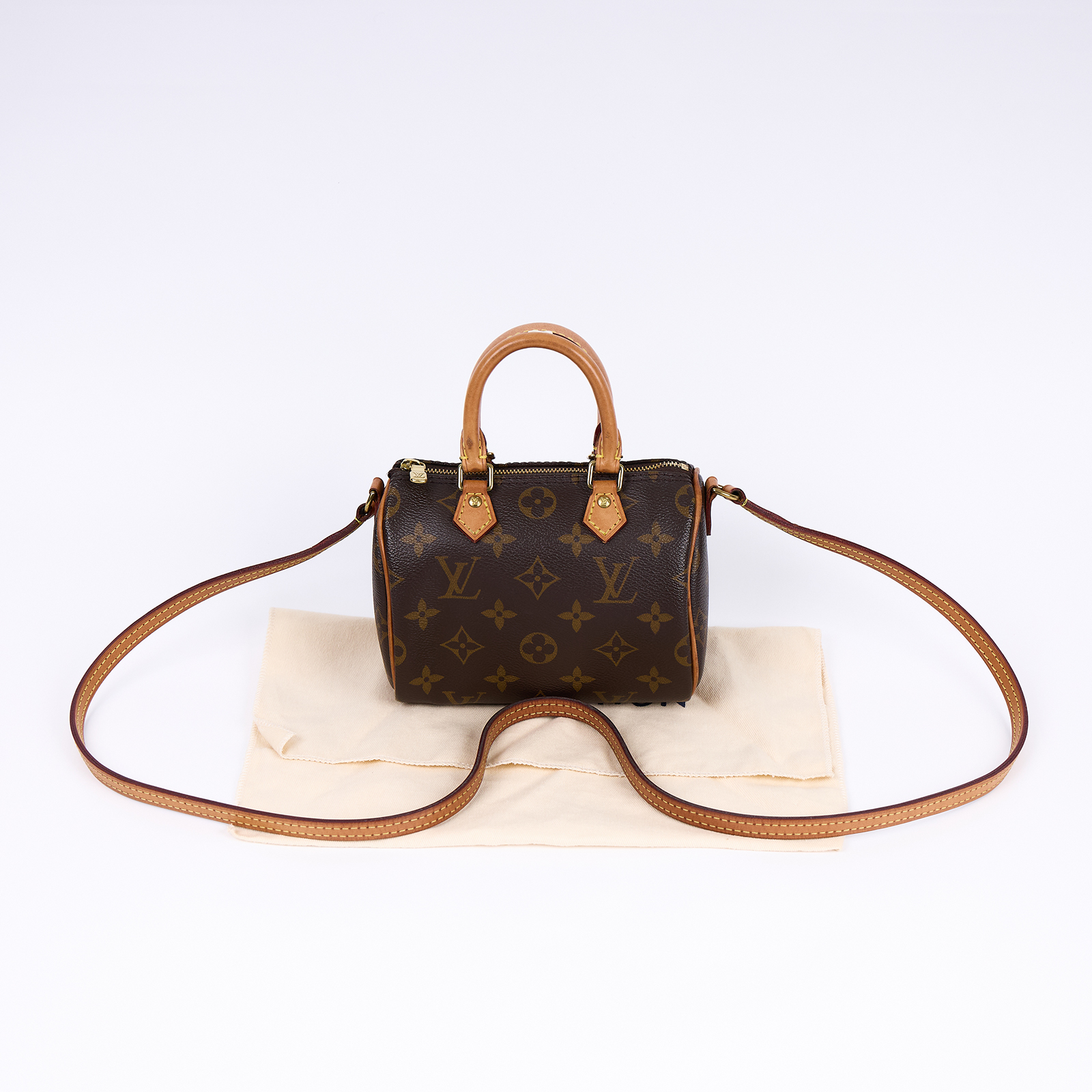 路易威登 LOUIS VUITTON Nano Speedy 經典帆布 手提 斜背 波士頓包 M61252 原花NANO SPEEDY 舊版 防塵袋