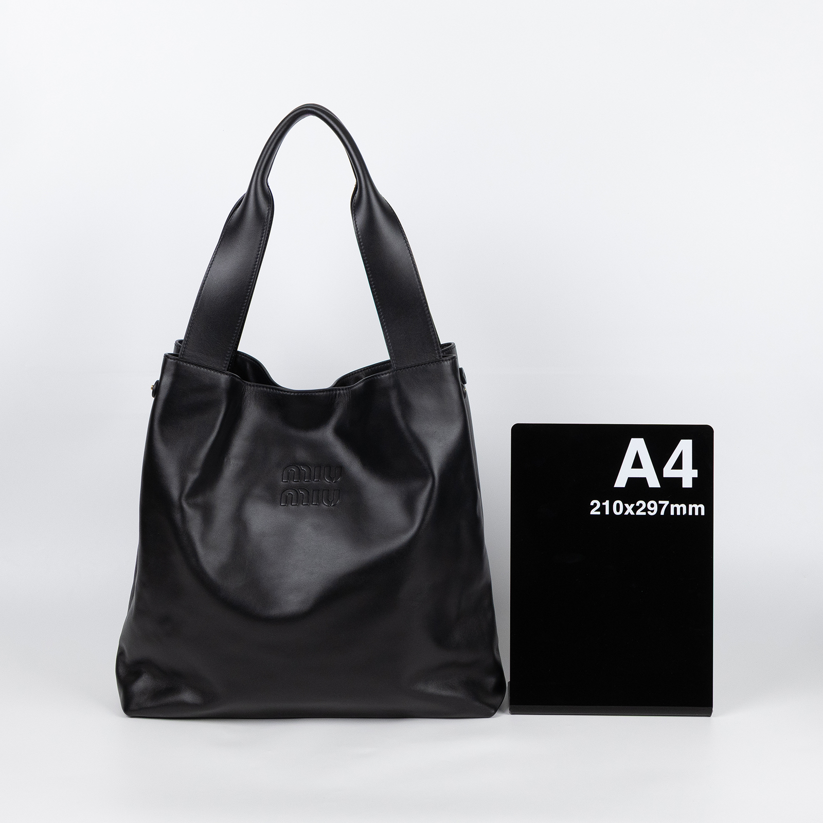 繆繆 MIU MIU Hobo 半月形 手提包 5BC119_2CRW 黑皮革HOBO TOTE 防塵袋/保證卡