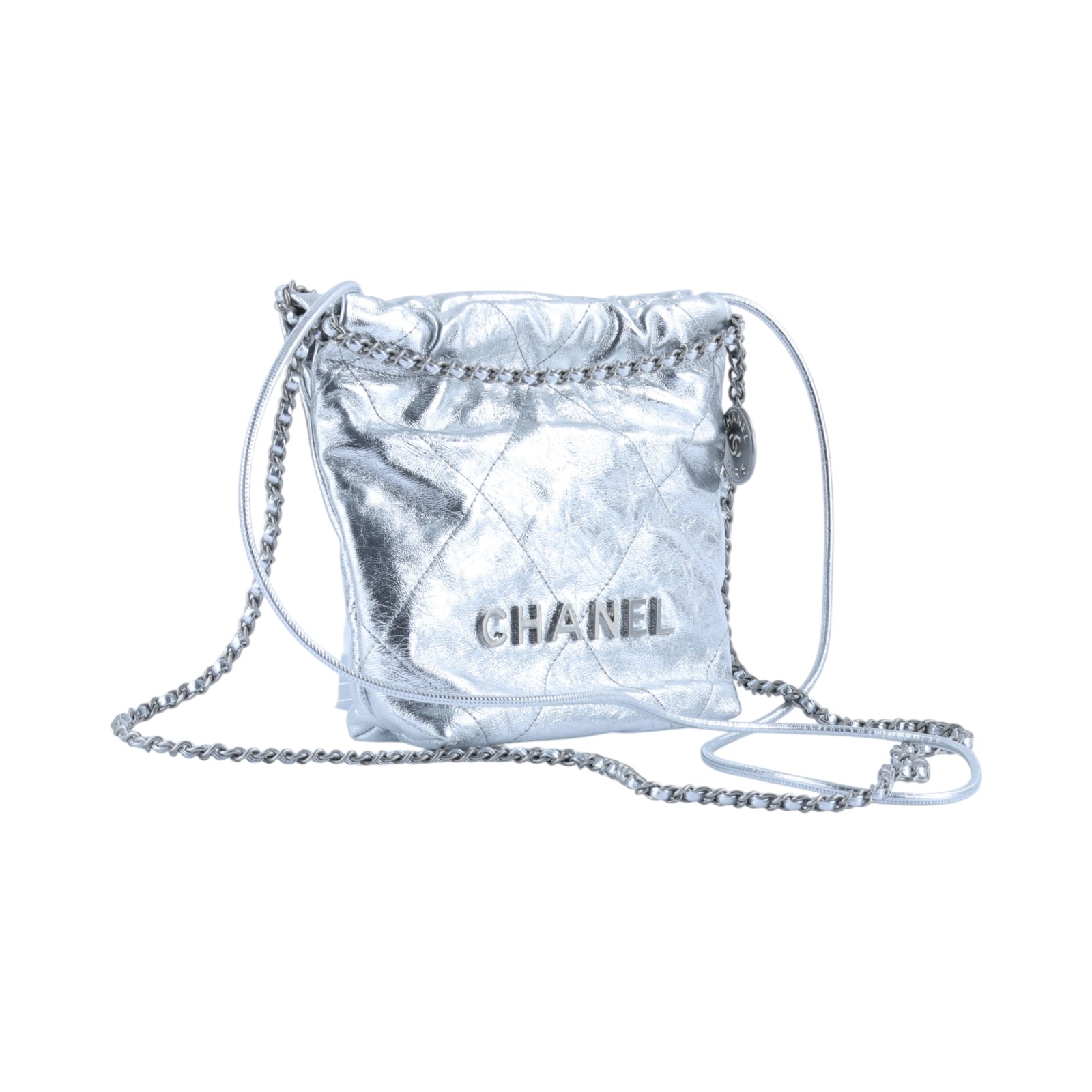 香奈兒 CHANEL 22 迷你 束口包 AS3980 晶片款 銀色22包 MINI 防塵袋