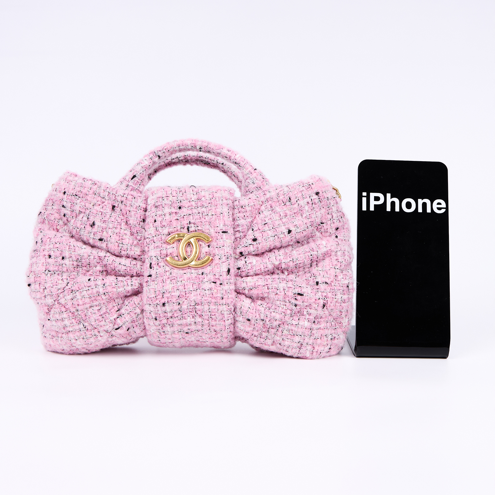香奈兒 CHANEL 25K Coco Mark 手提包 肩背包 AS5849 晶片款 粉色毛呢蝴蝶結包 防塵袋