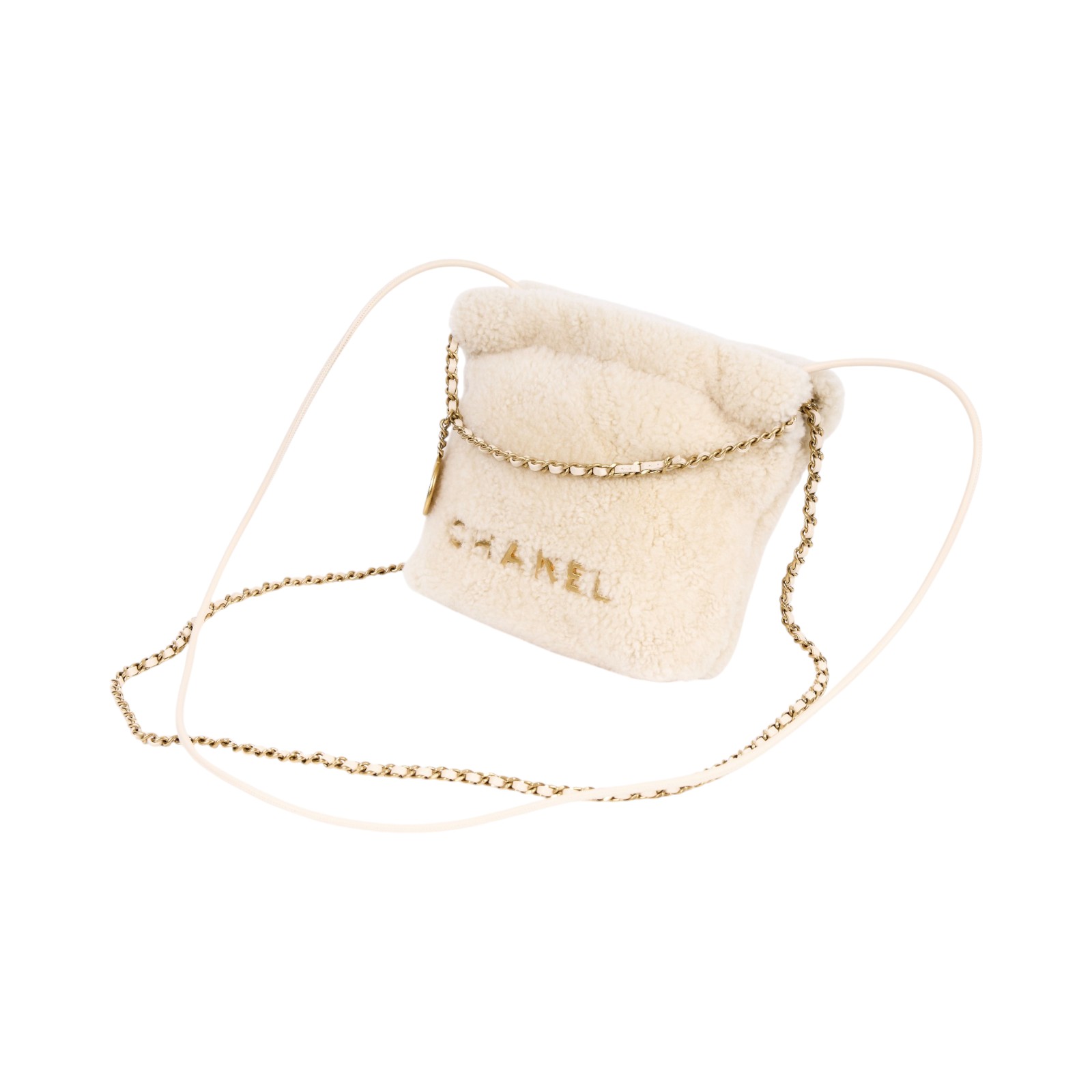 香奈兒 CHANEL 22 迷你 束口包 AS3980 B18299 晶片款 米色毛毛22包MINI 防塵袋