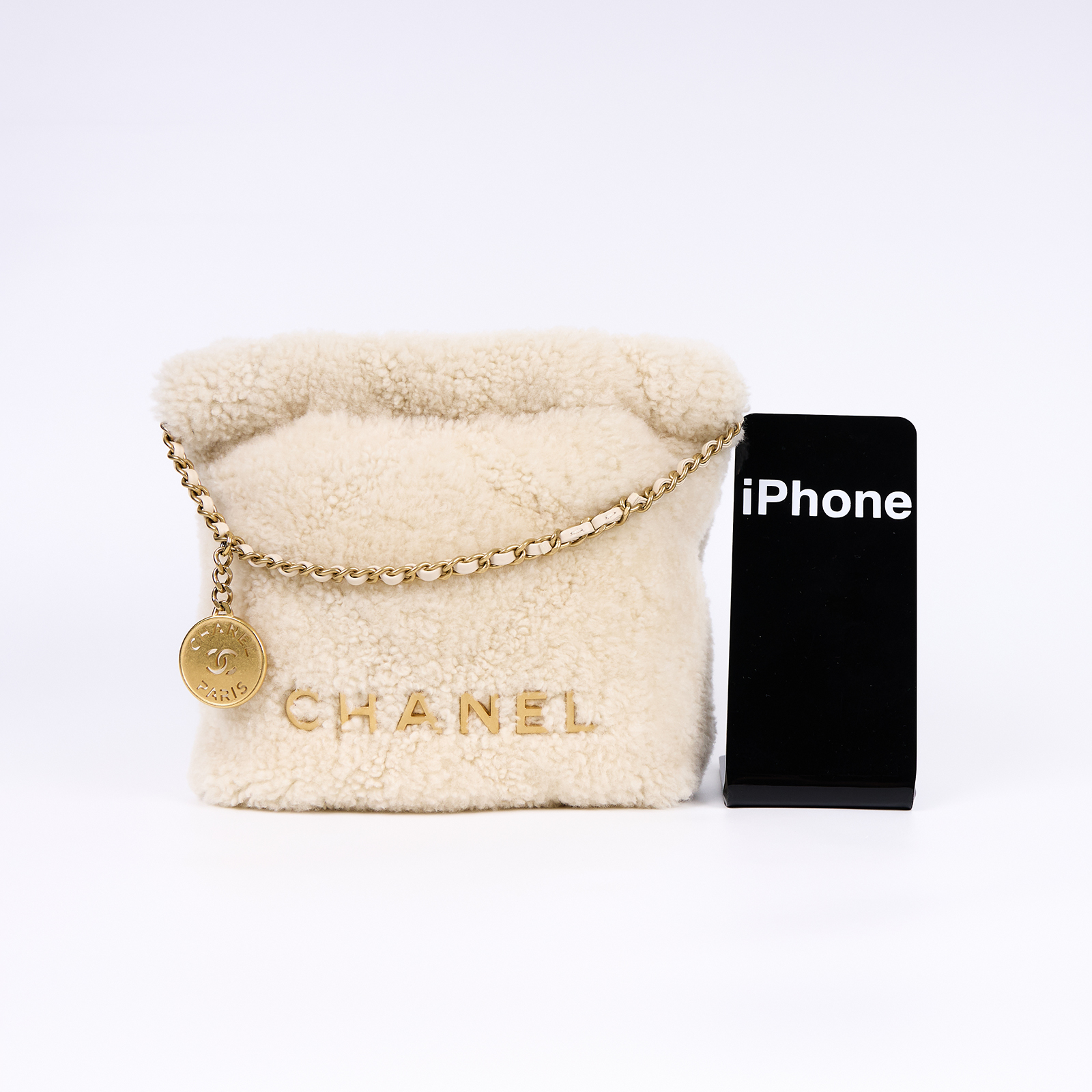 香奈兒 CHANEL 22 迷你 束口包 AS3980 B18299 晶片款 米色毛毛22包MINI 防塵袋