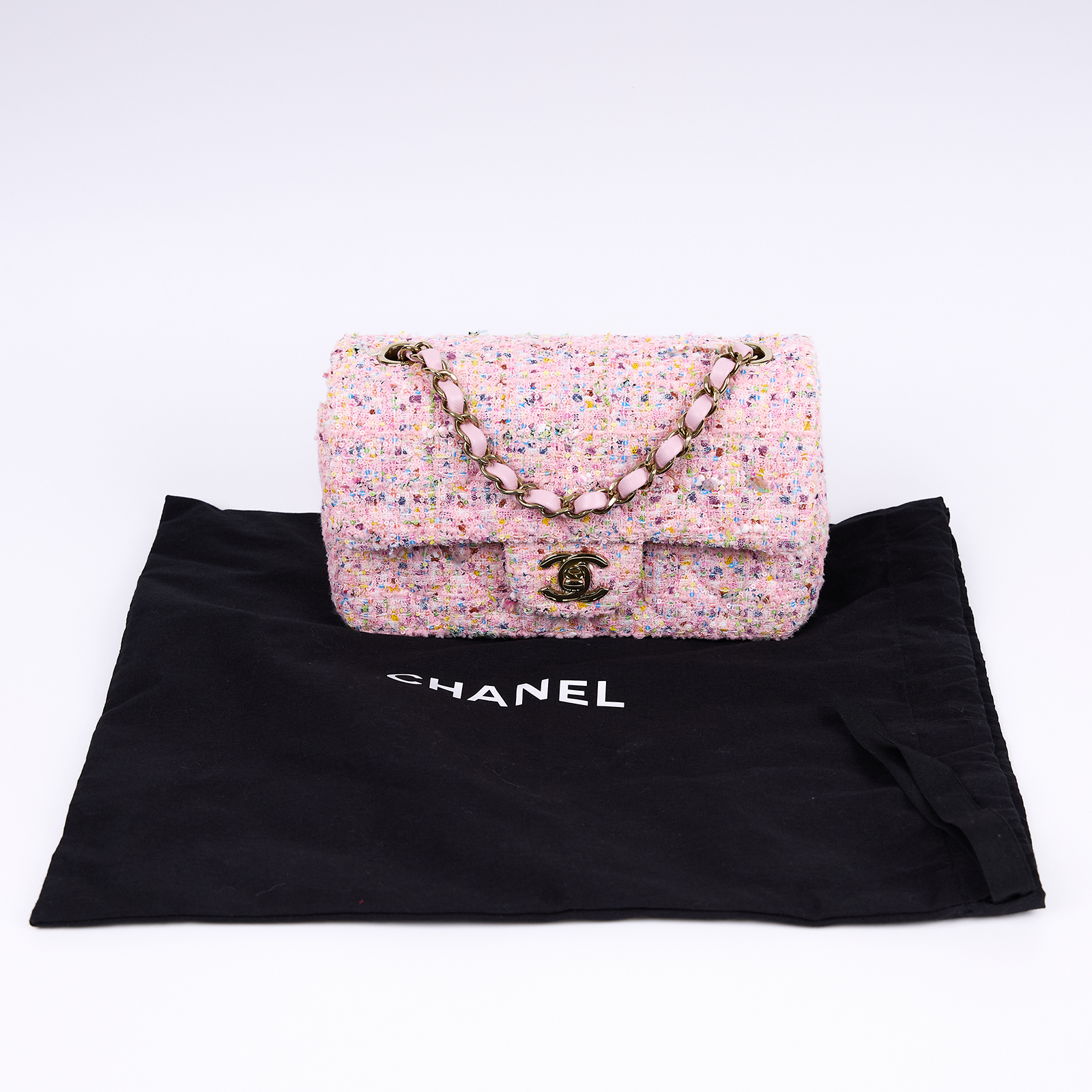 香奈兒 CHANEL CF 迷你 口蓋包 A69900_tweed 晶片款 粉彩毛呢COCO20 防塵袋