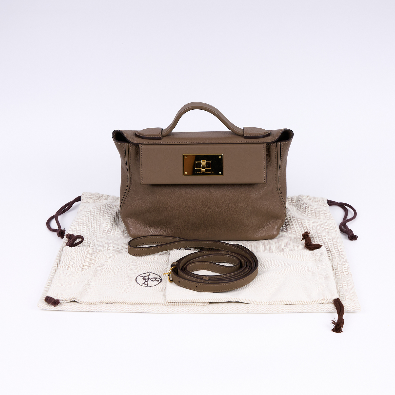 愛馬仕 Hermes 24/24 21 手提包 24/24/21 BHT661 NW B刻大象灰24/24 MINI 防塵袋/背帶