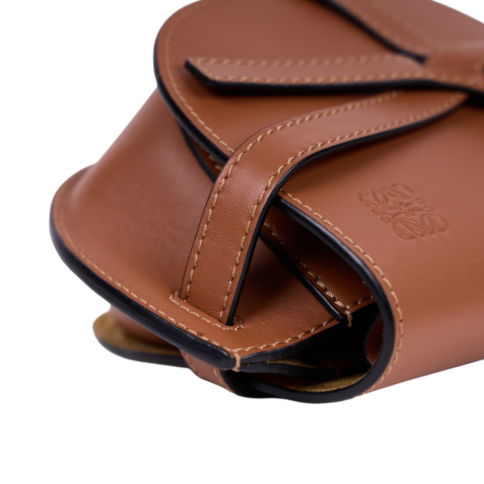 羅意威 LOEWE Mini Gate Dual bag 迷你 小牛皮 肩背包 帆布背帶 A650N46X13 焦糖MINI GATE 帆布背帶款 防塵袋/背帶