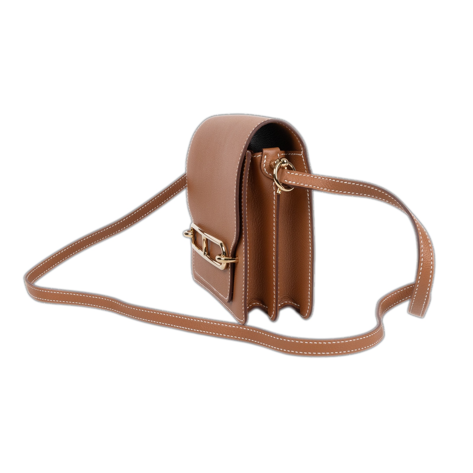 愛馬仕 Hermes Roulis 豬鼻子 斜背包 18 Mini 金色五金 金棕色 H070510CP37 /WHA256CI  背帶/原廠盒子/防塵袋2