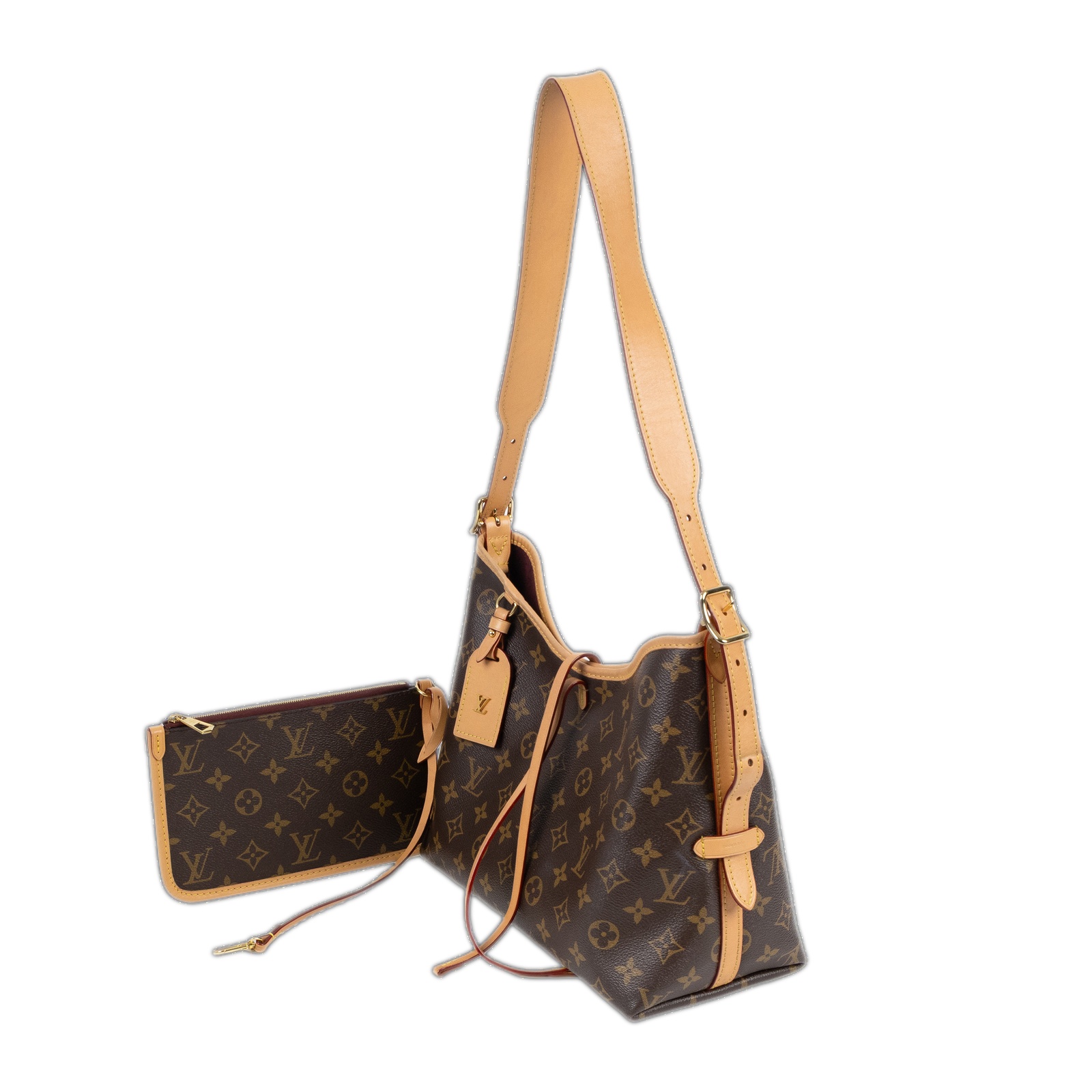 路易威登 LOUIS VUITTON CarryAll PM 原花 肩背包 M46203 晶片款  吊牌/內袋/原廠盒子/防塵袋/購買證明