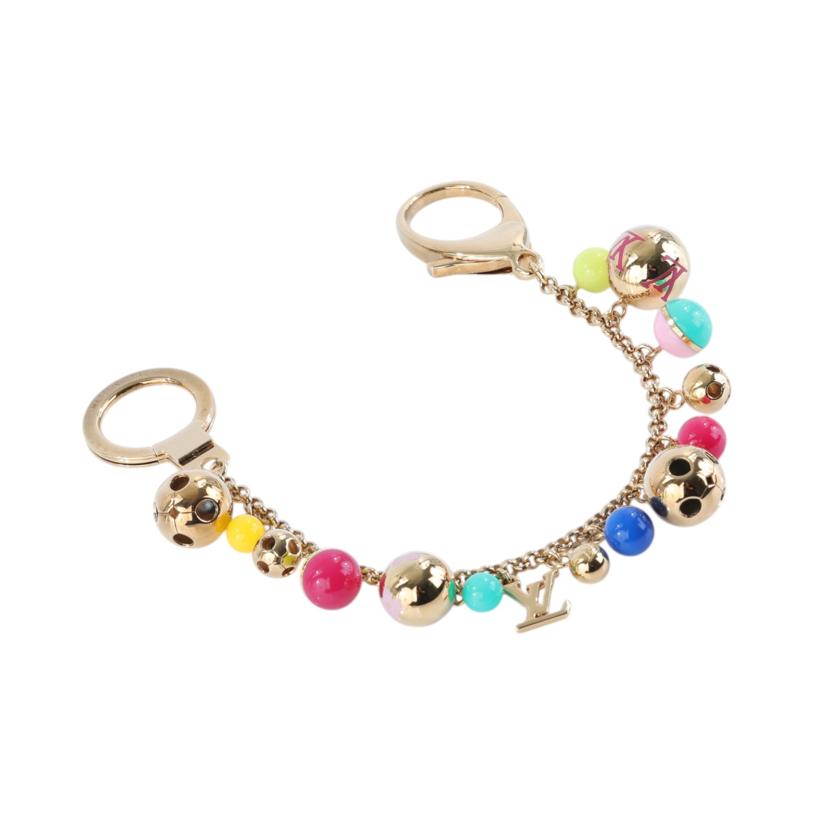 路易威登 LOUIS VUITTON Porte Cles Chaine Grelots 吊飾 包掛 鑰匙圈 M62226 彩色F球球鑰匙圈 原廠盒子/防塵袋