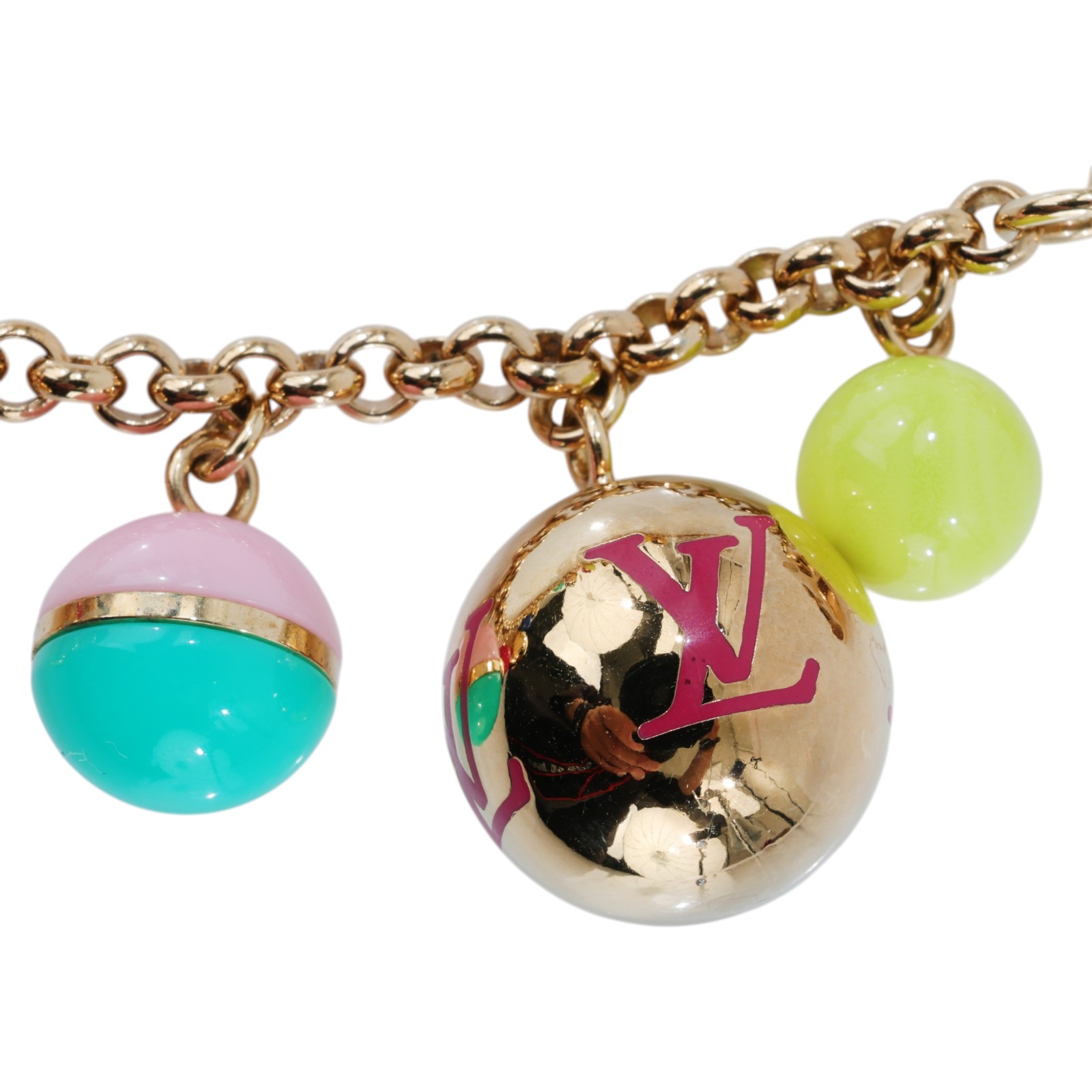 路易威登 LOUIS VUITTON Porte Cles Chaine Grelots 吊飾 包掛 鑰匙圈 M62226 彩色F球球鑰匙圈 原廠盒子/防塵袋