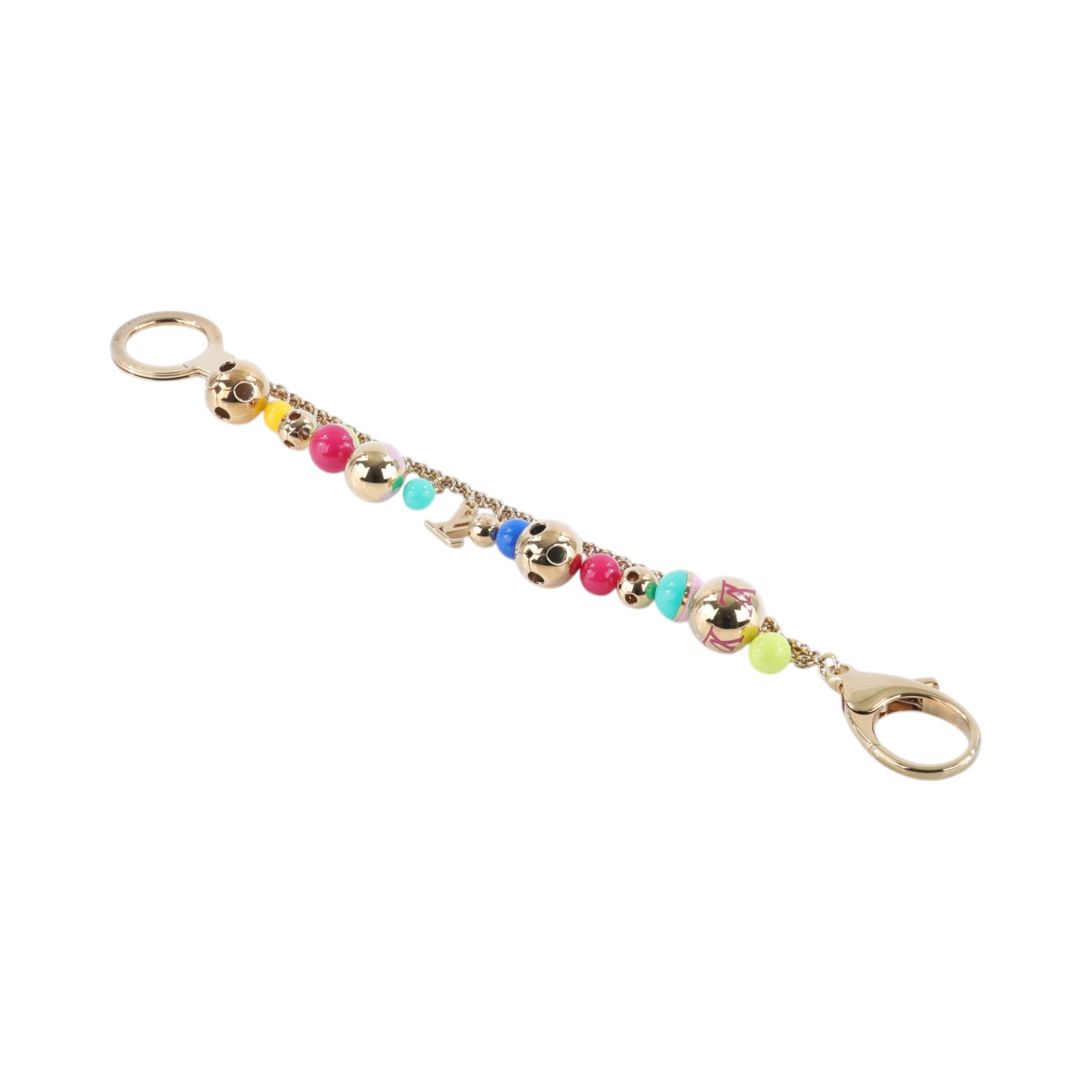 路易威登 LOUIS VUITTON Porte Cles Chaine Grelots 吊飾 包掛 鑰匙圈 M62226 彩色F球球鑰匙圈 原廠盒子/防塵袋