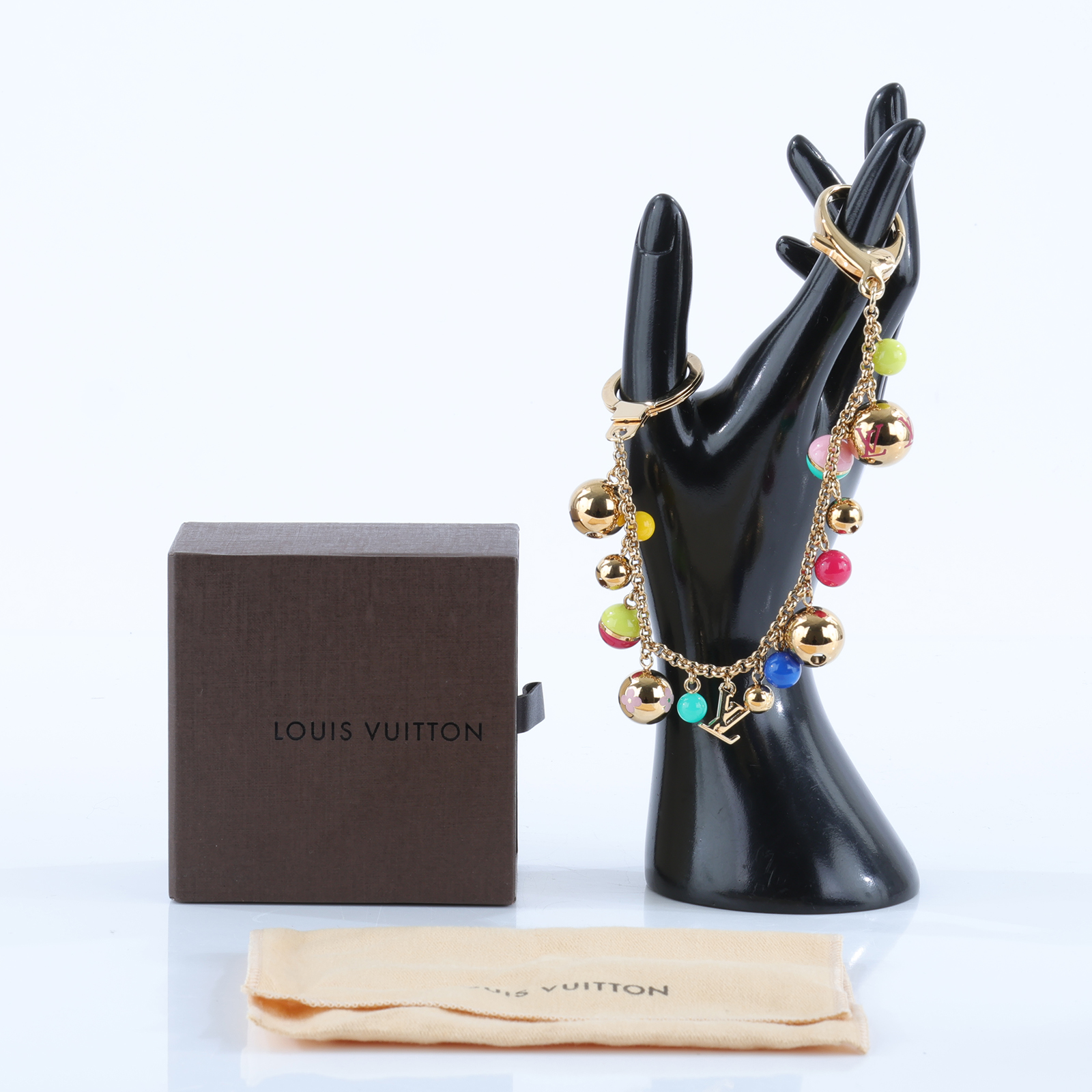 路易威登 LOUIS VUITTON Porte Cles Chaine Grelots 吊飾 包掛 鑰匙圈 M62226 彩色F球球鑰匙圈 原廠盒子/防塵袋