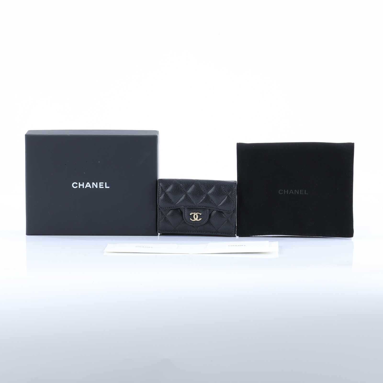 香奈兒 CHANEL 錢包 短夾 AP0230 晶片款 黑荔枝三折短夾 原廠盒子/防塵袋