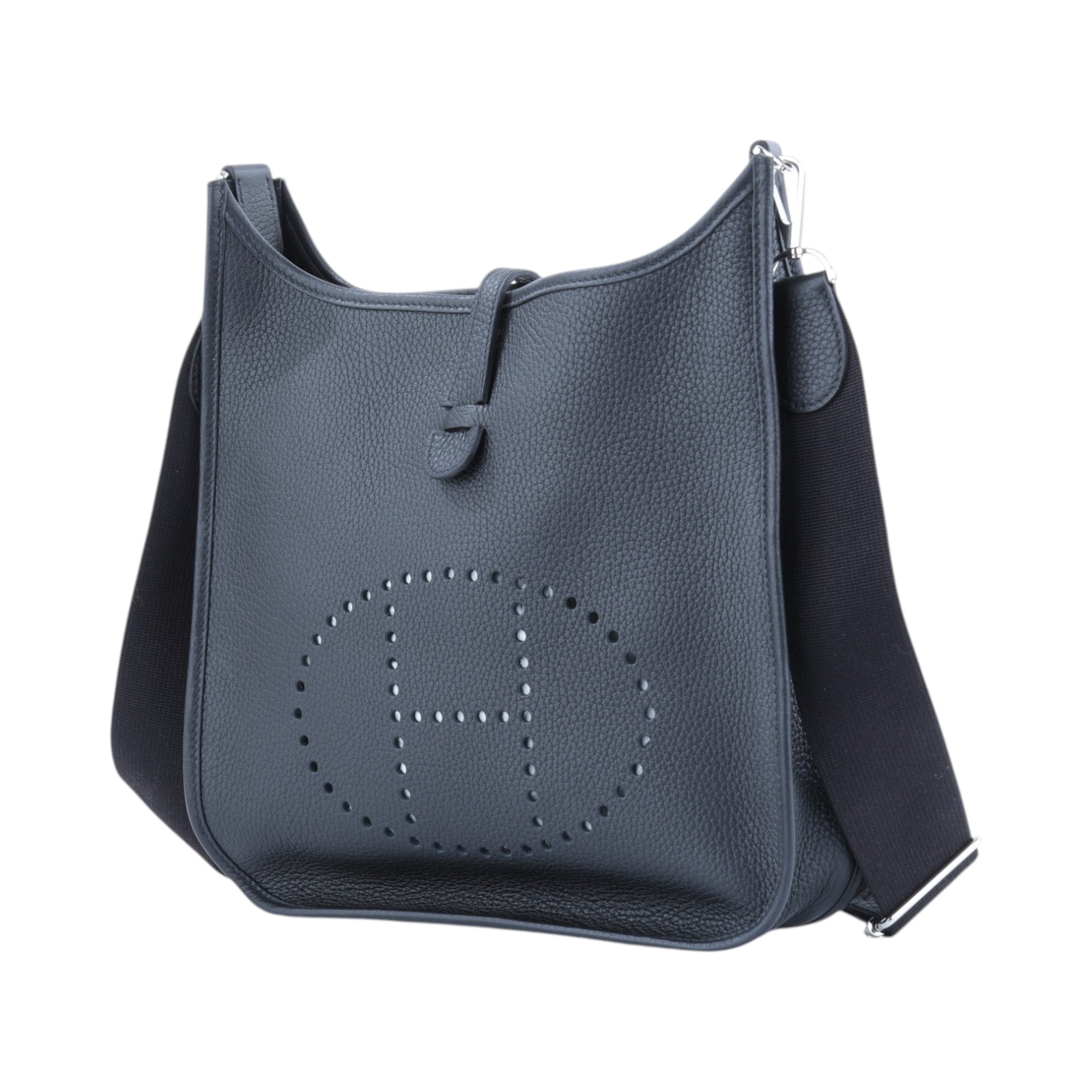 愛馬仕 Hermes Evelyne Bag 伊芙琳包 29 馬蹄型 銀色五金 黑色 H056277CK89 /W TS 003 AU  原廠盒子/防塵袋/國外購買證明影本