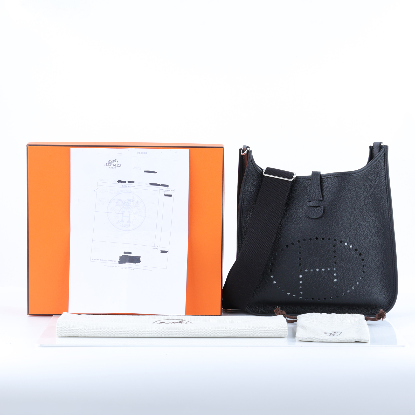 愛馬仕 Hermes Evelyne Bag 伊芙琳包 29 馬蹄型 銀色五金 黑色 H056277CK89 /W TS 003 AU  原廠盒子/防塵袋/國外購買證明影本