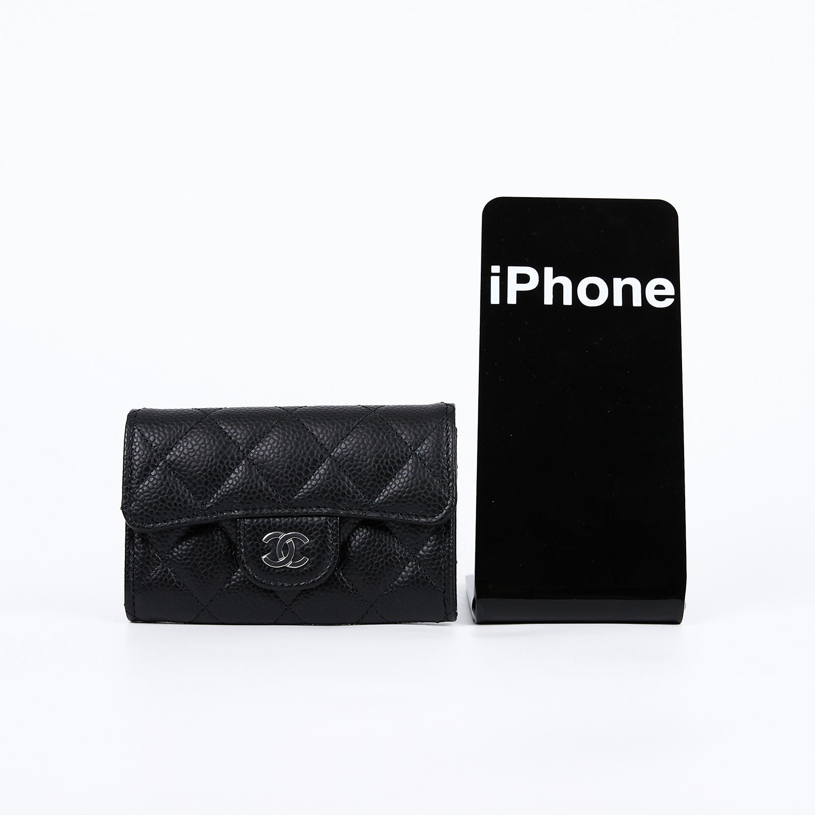 香奈兒 CHANEL CC LOGO 口蓋 卡片夾 錢包 AP0214 32開黑色荔枝卡包 原廠盒子/防塵袋/保證卡