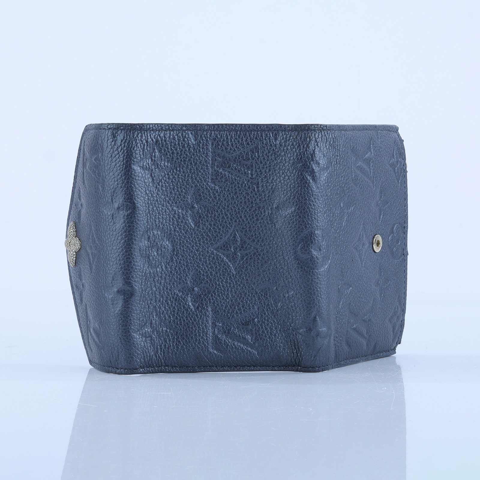 路易威登 LOUIS VUITTON Victorine 錢包 壓花牛皮 M82667 晶片款 藍VICTORINE水鑽扣短夾 原廠盒子/防塵袋