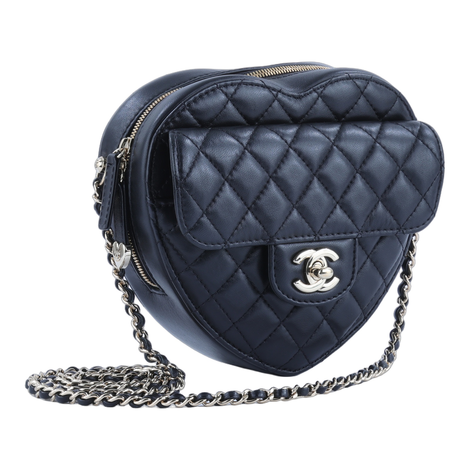 香奈兒 CHANEL CC In Love 斜背 愛心包 AS3191 晶片款 黑淡金羊愛心包 無附屬品
