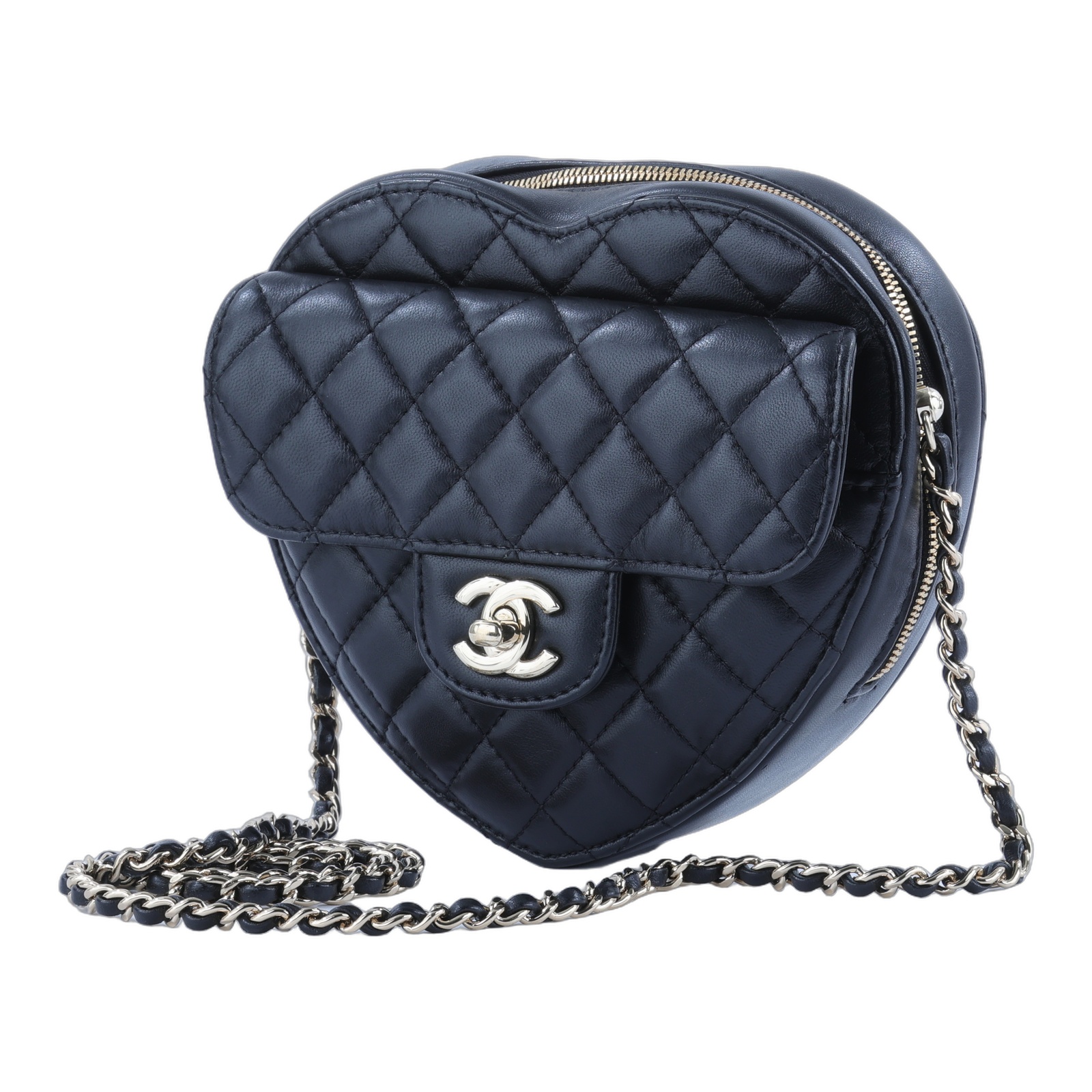 香奈兒 CHANEL CC In Love 斜背 愛心包 AS3191 晶片款 黑淡金羊愛心包 無附屬品